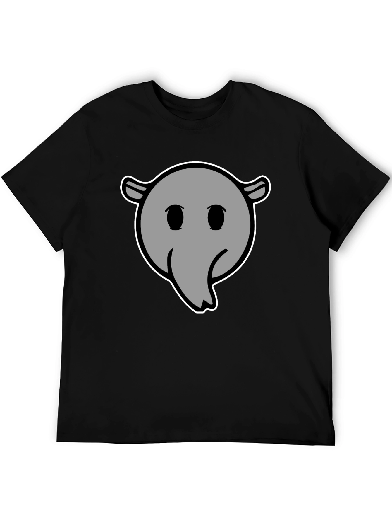 Cartoon Anteater Graphic Tee - Black Cotton T-Shirt