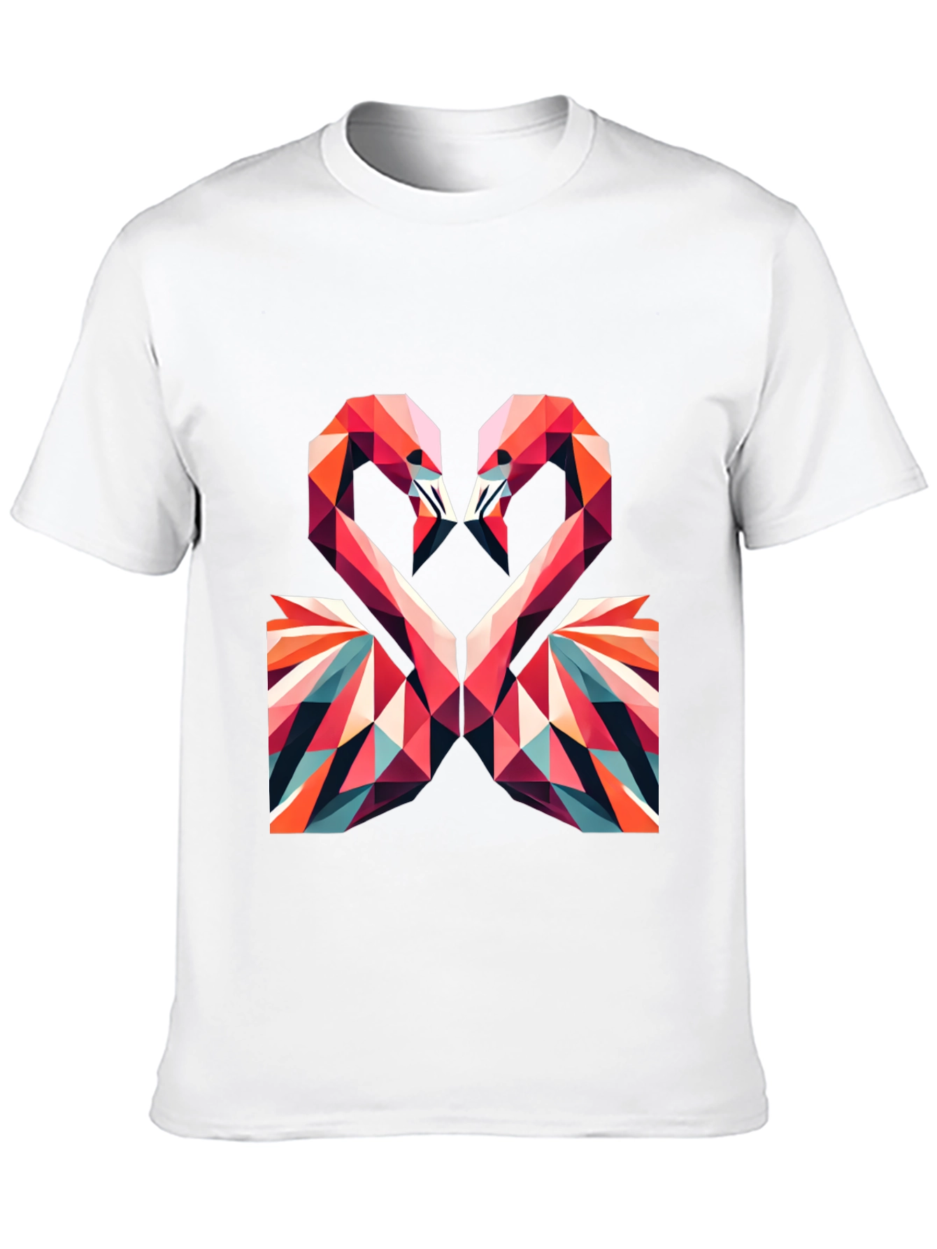 Geometric Flamingo Heart Graphic Tee - Black