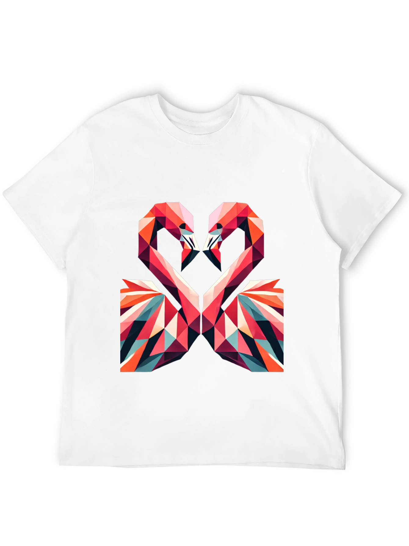 Geometric Flamingo Heart Graphic Tee - Black