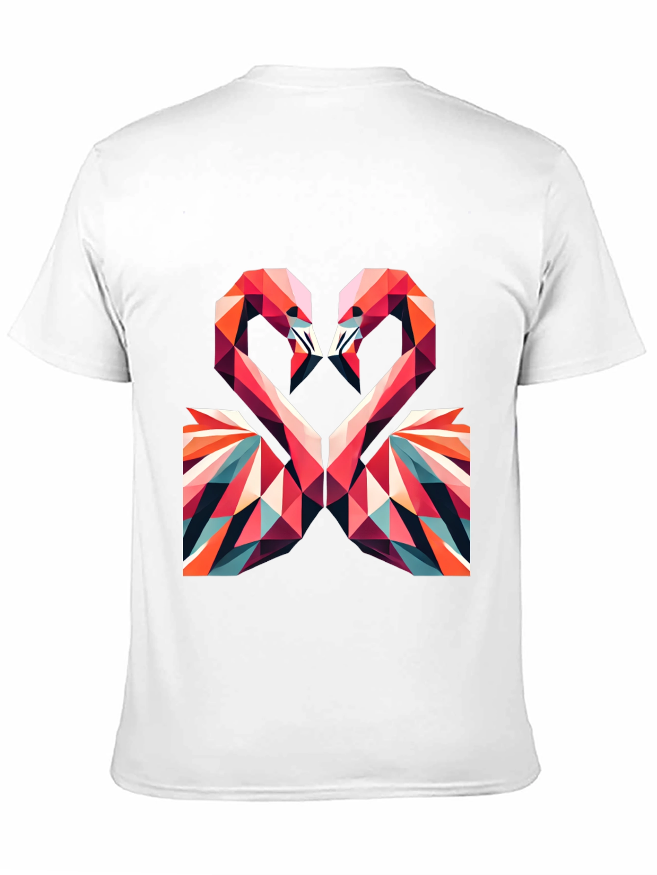 Geometric Flamingo Heart Graphic Tee - Black