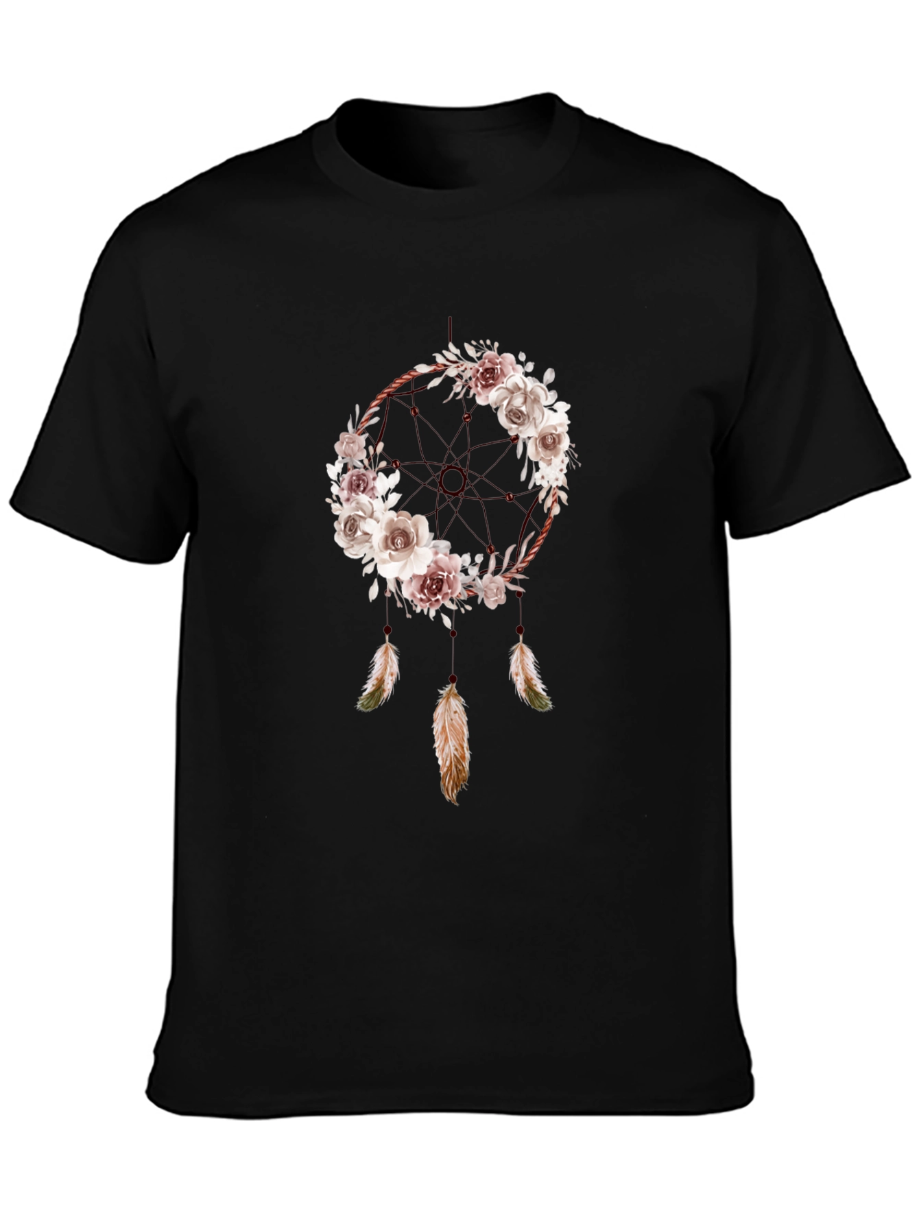 Floral Dreamcatcher Graphic T-Shirt - Boho Style