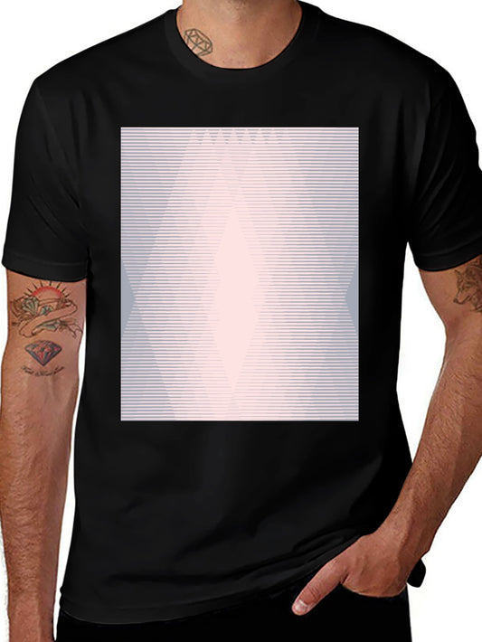 Geometric Line Pattern Black Graphic Tee