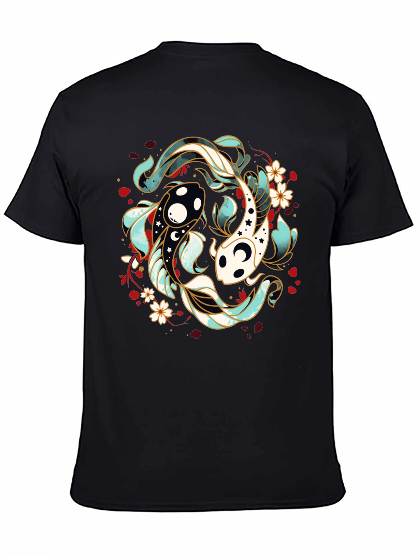 Yin Yang Koi Fish T-Shirt - Black