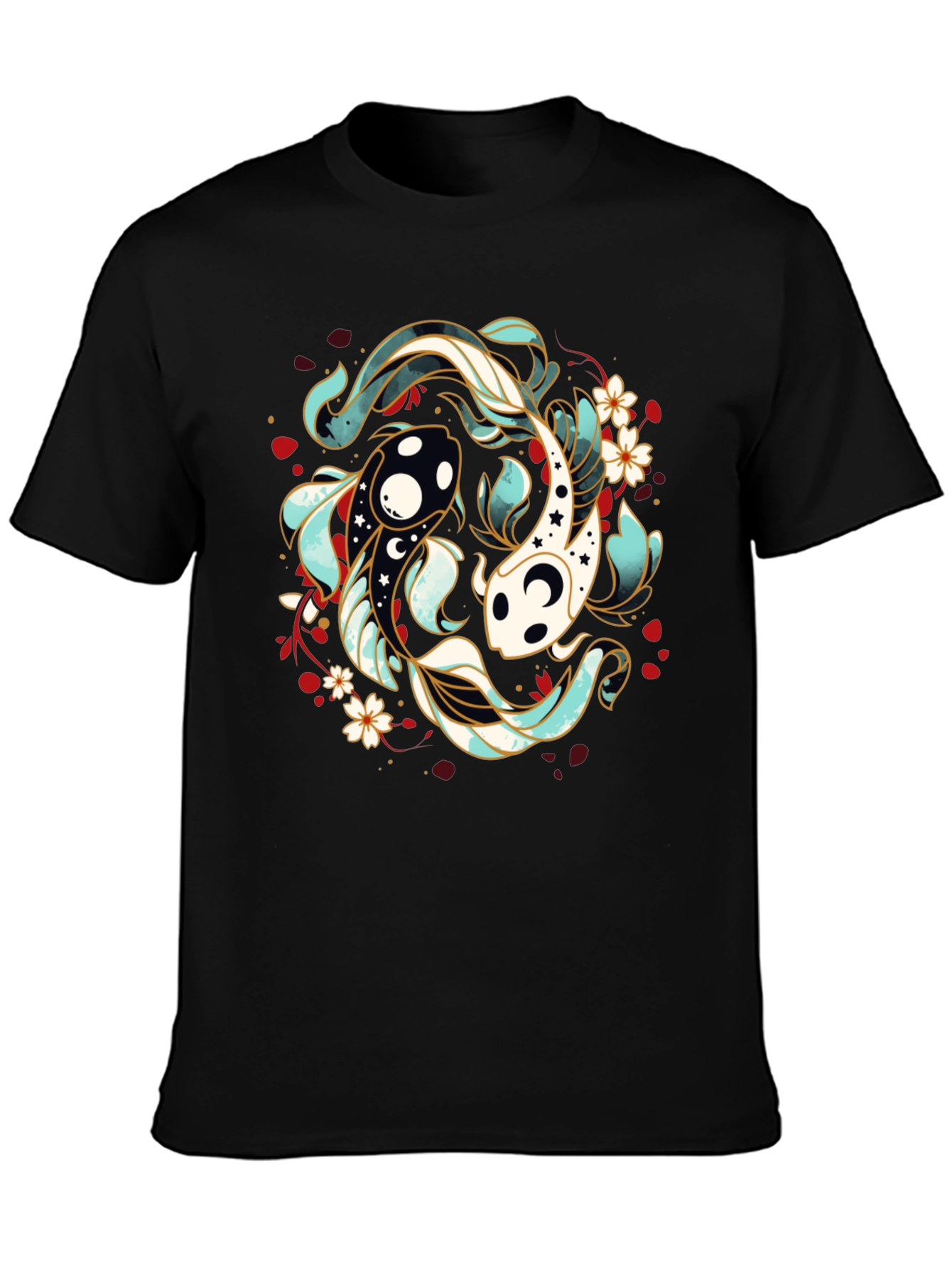 Yin Yang Koi Fish T-Shirt - Black