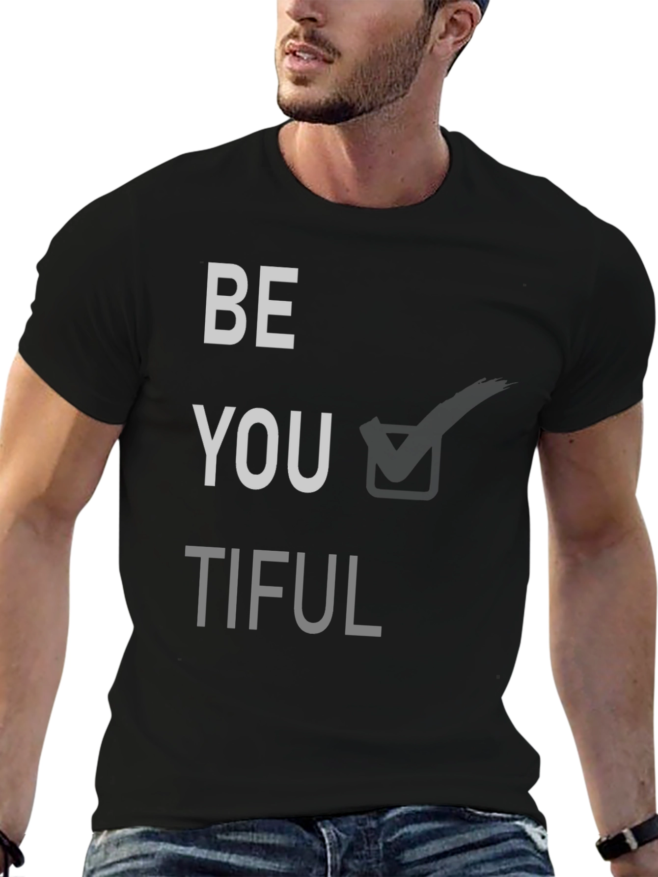 Be You Tiful Graphic Tee - Black Cotton T-Shirt