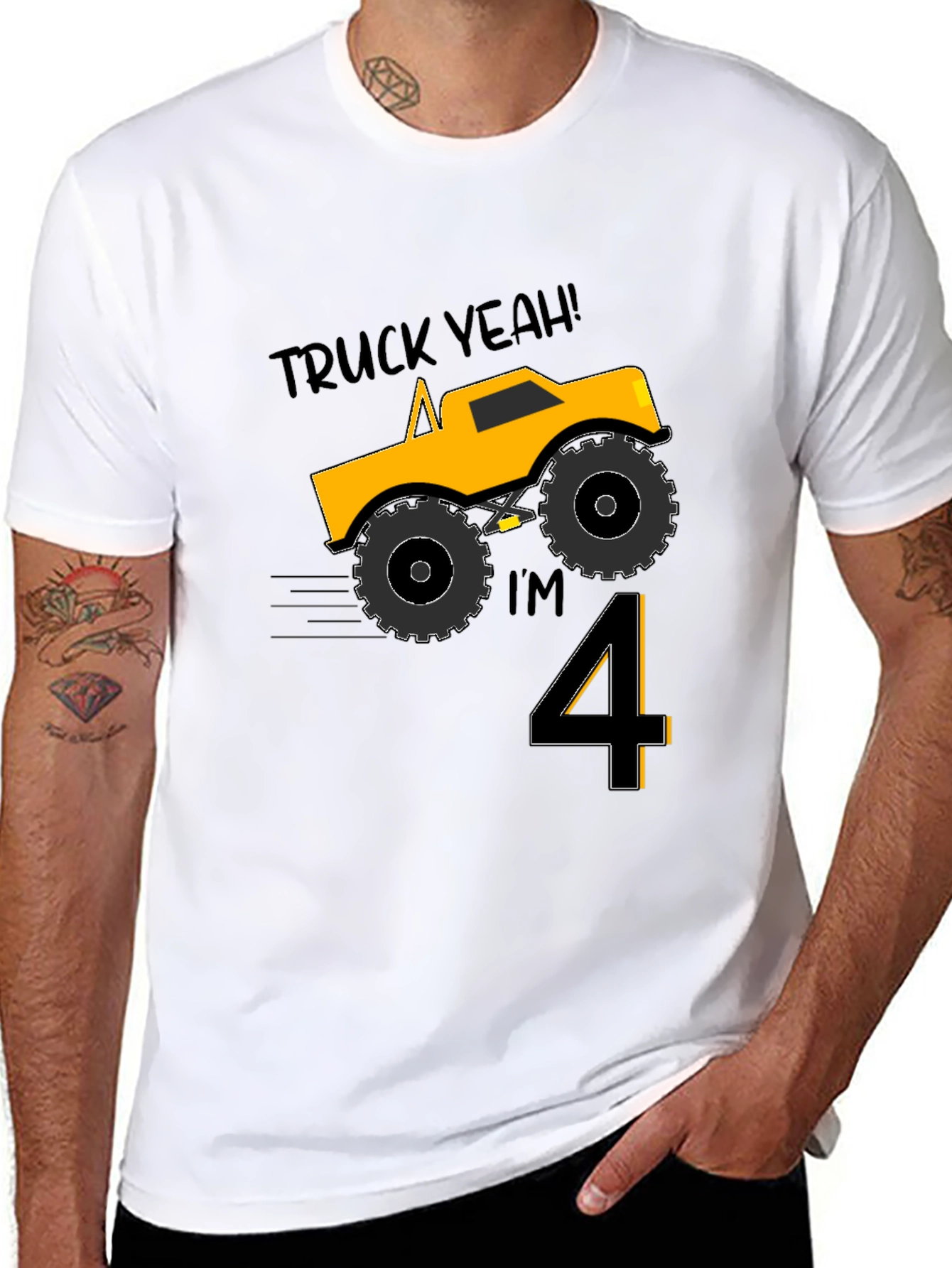 Truck Yeah Im 4 Birthday Boy T-Shirt