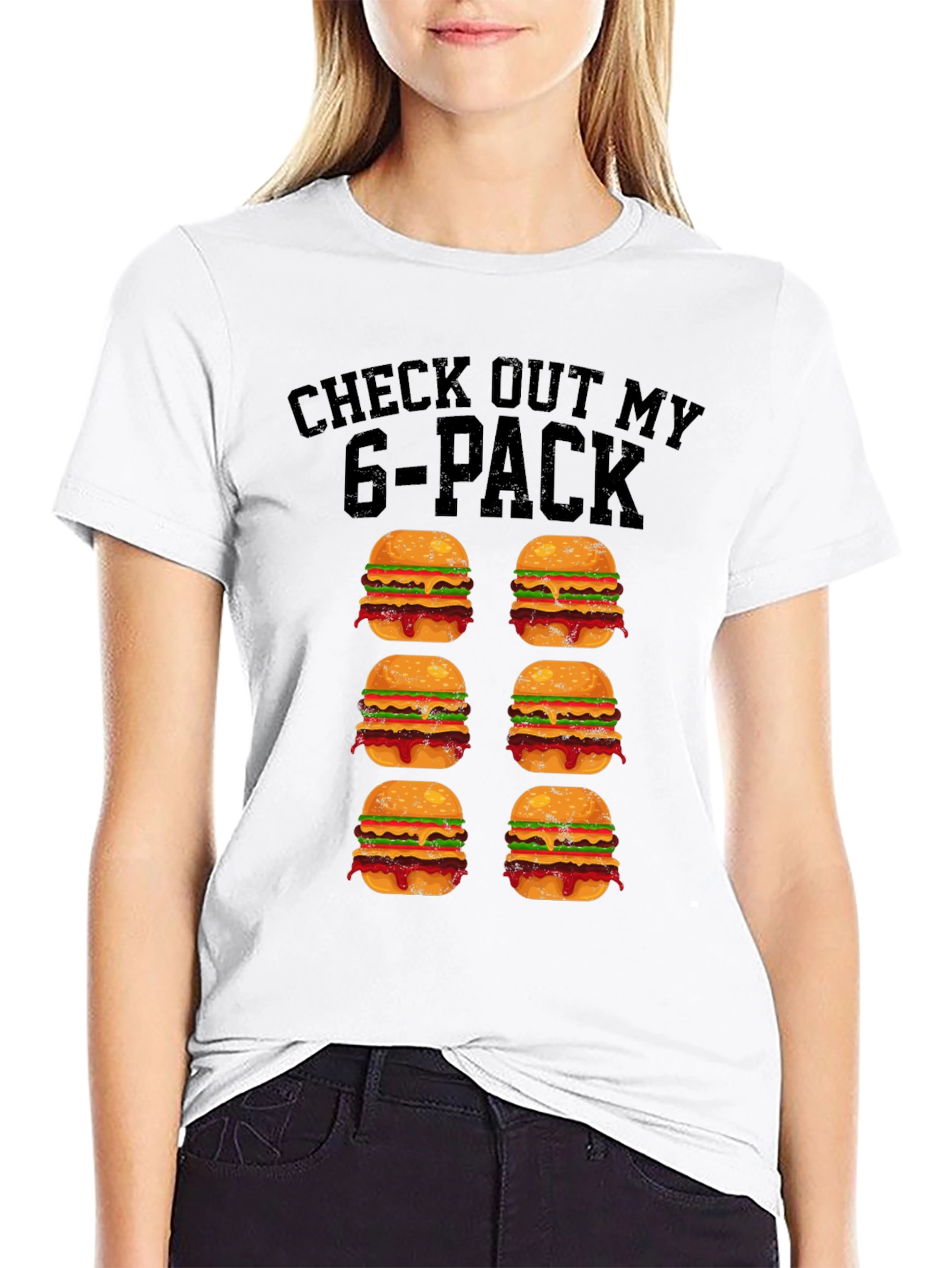 Funny 6-Pack Burgers Graphic T-Shirt