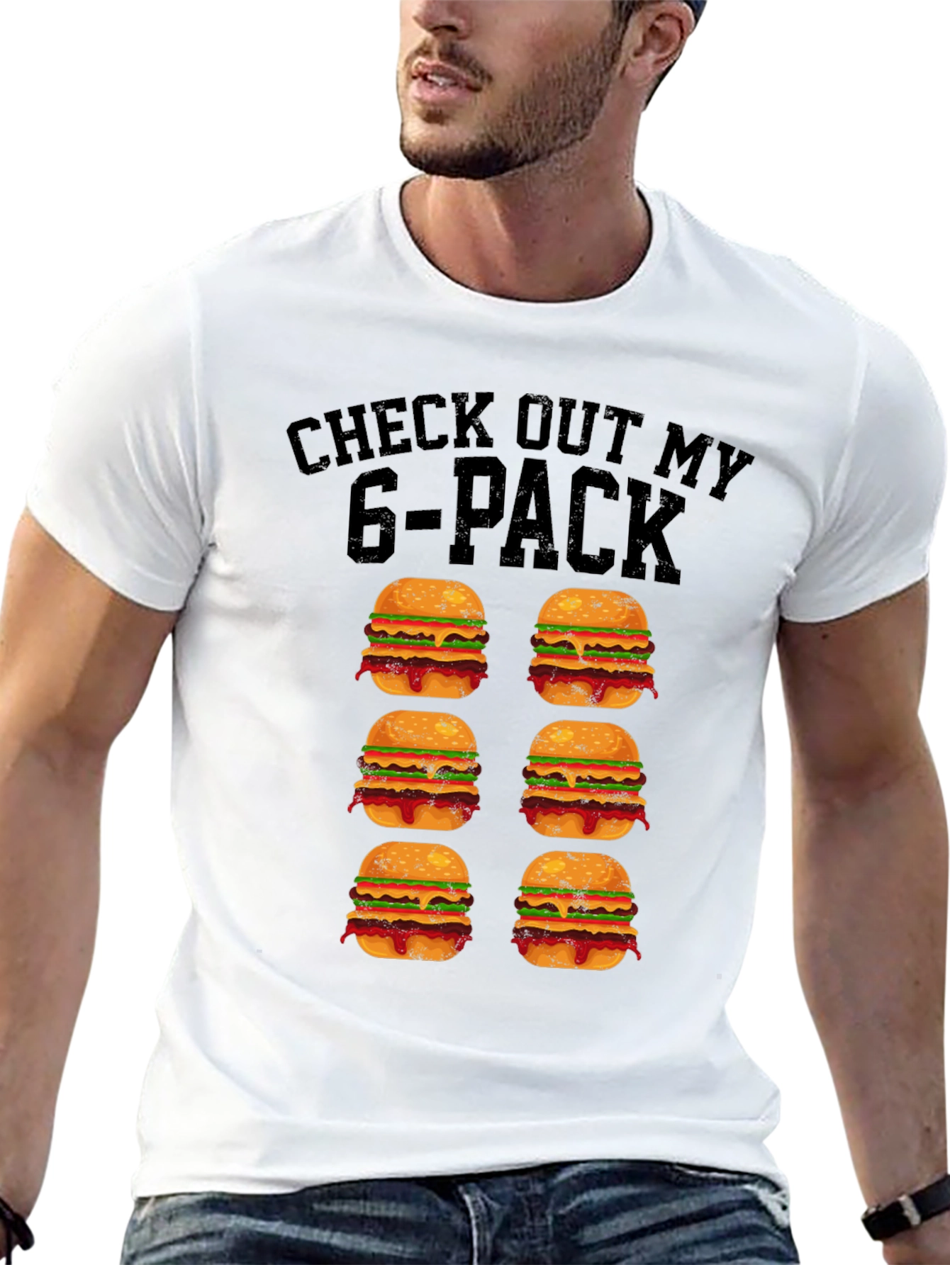 Funny 6-Pack Burgers Graphic T-Shirt