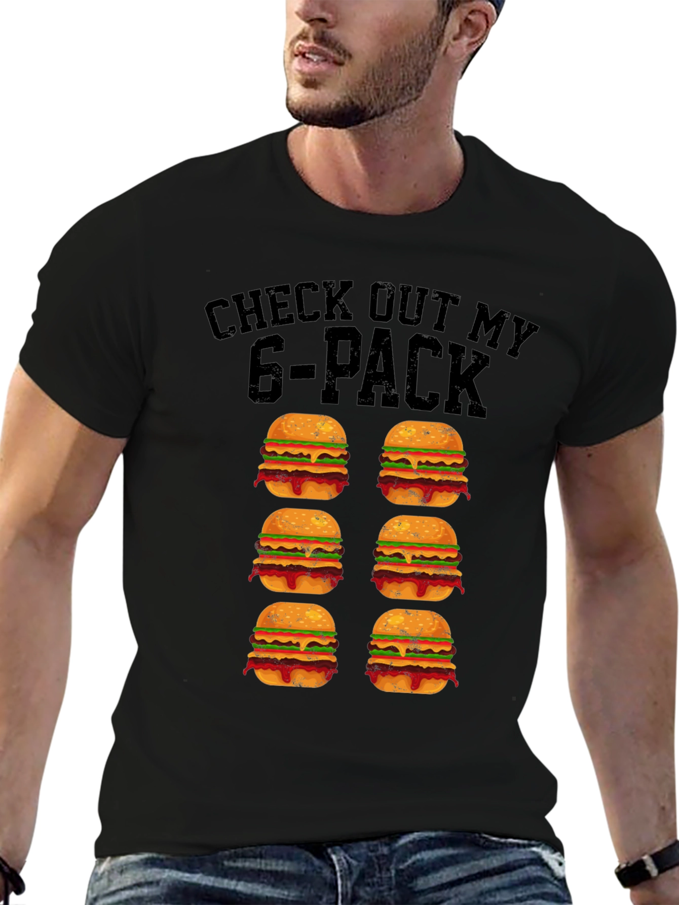 Funny 6-Pack Burgers Graphic T-Shirt
