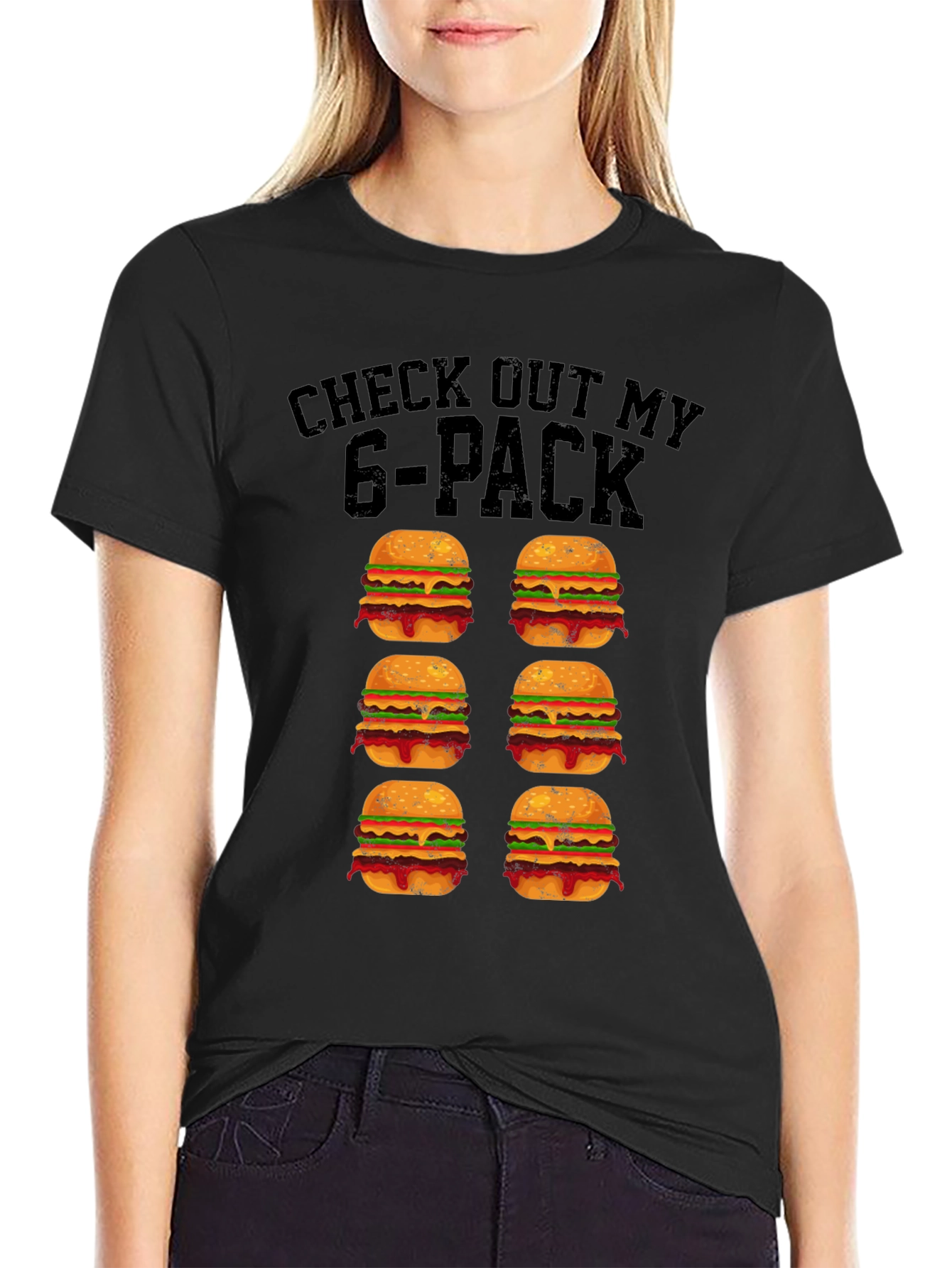 Funny 6-Pack Burgers Graphic T-Shirt