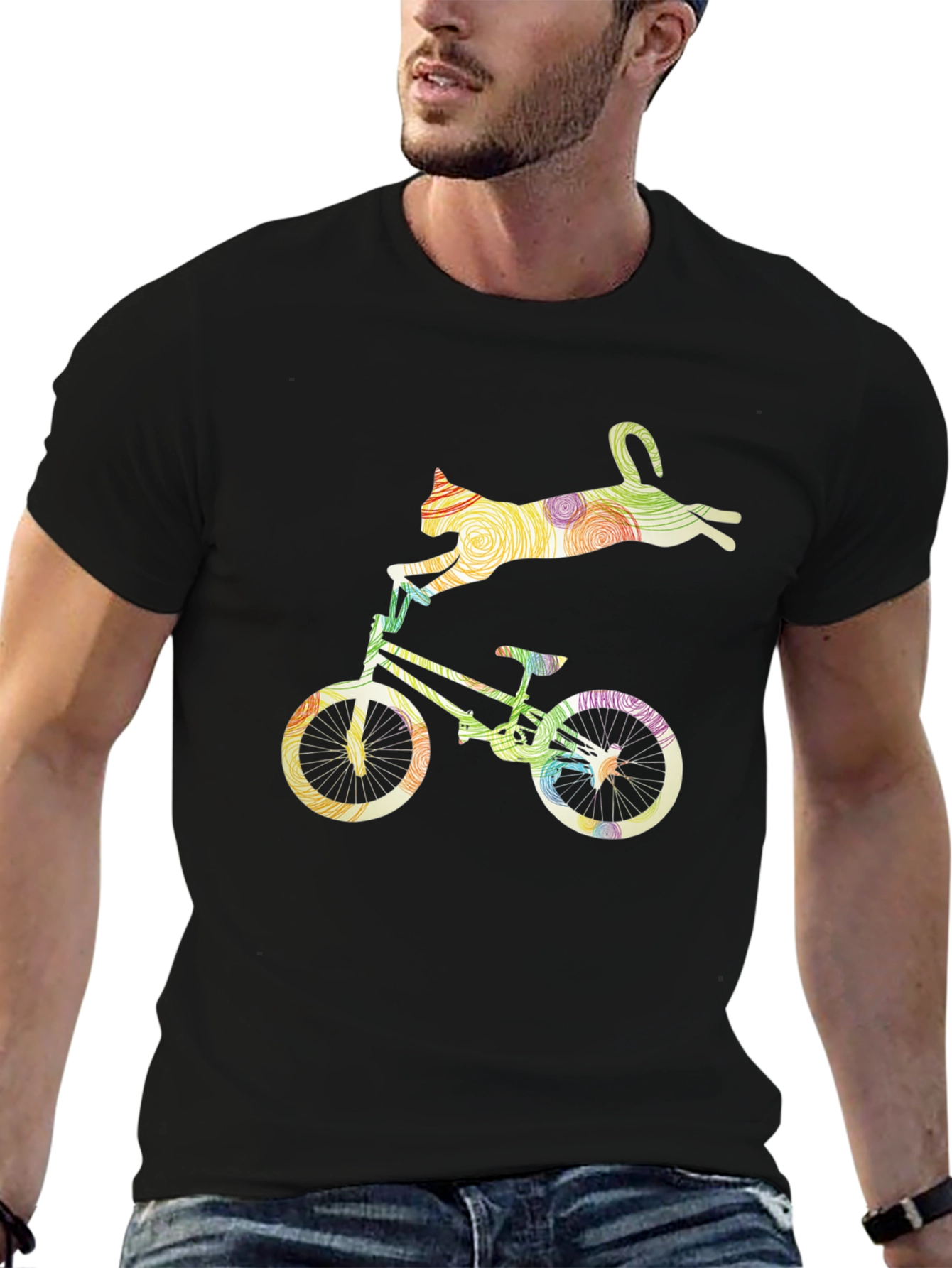 Cat Riding Bicycle Graphic Tee