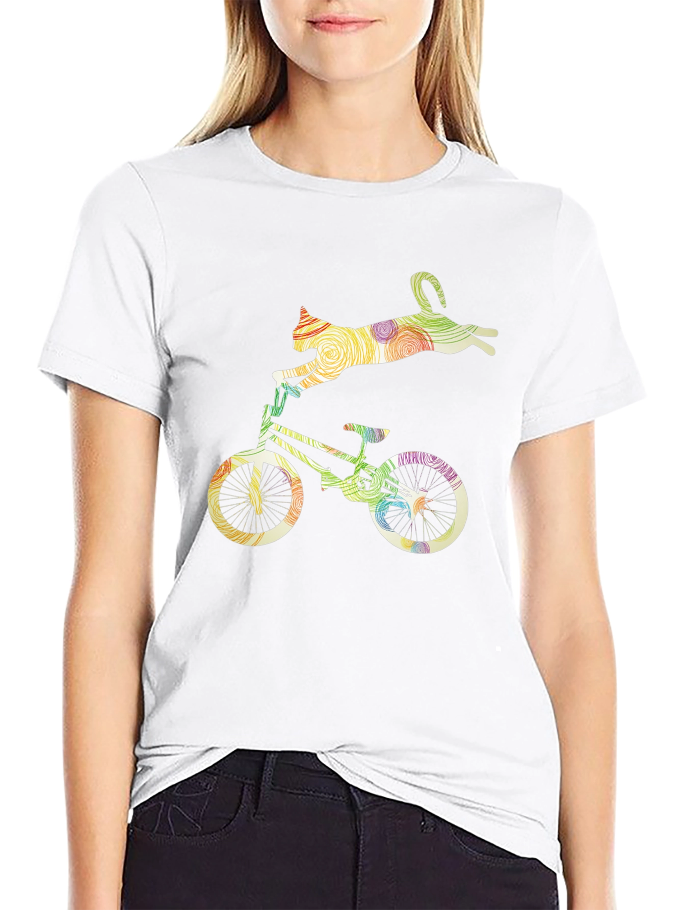 Cat Riding Bicycle Graphic Tee