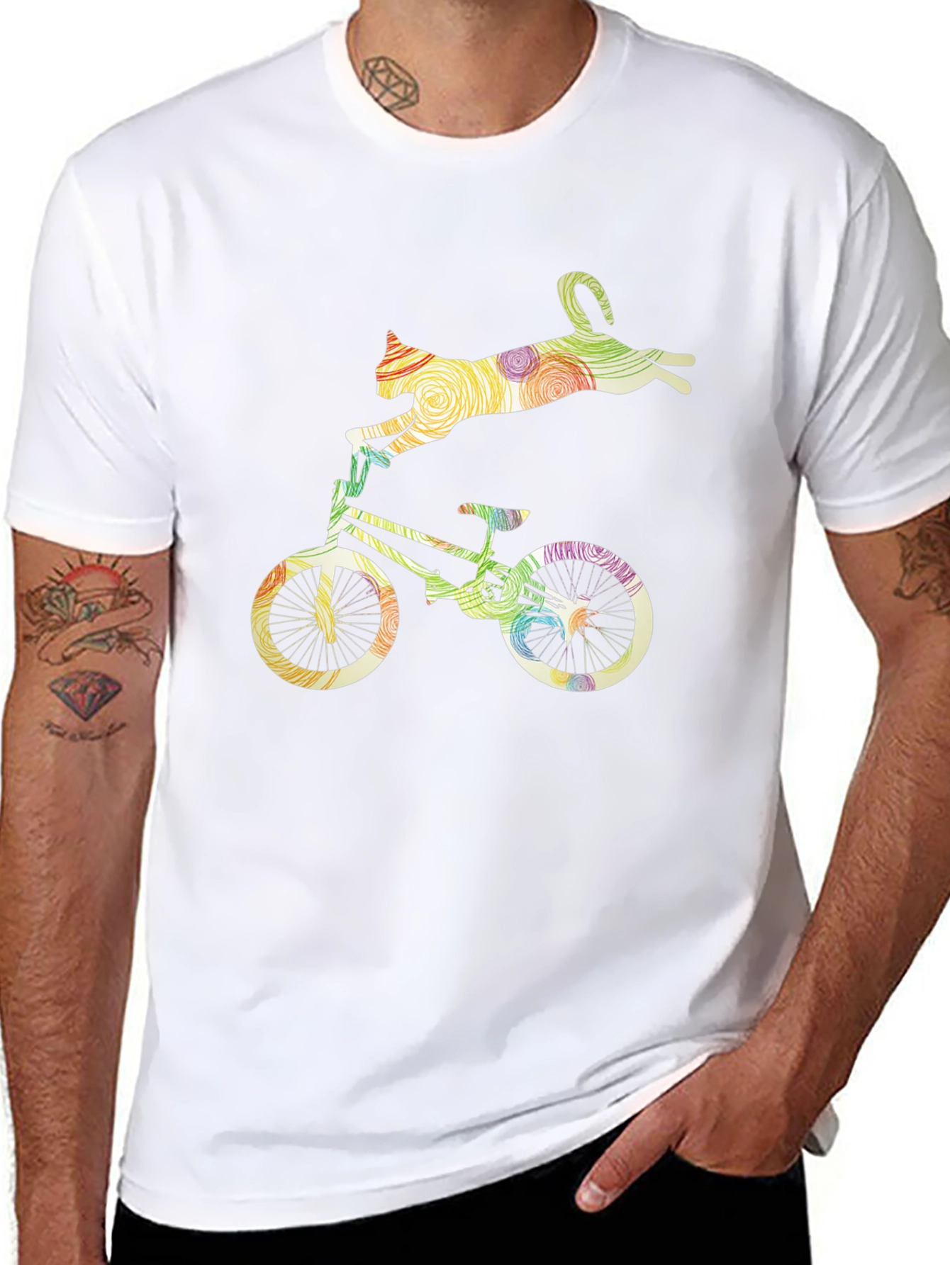 Cat Riding Bicycle Graphic Tee