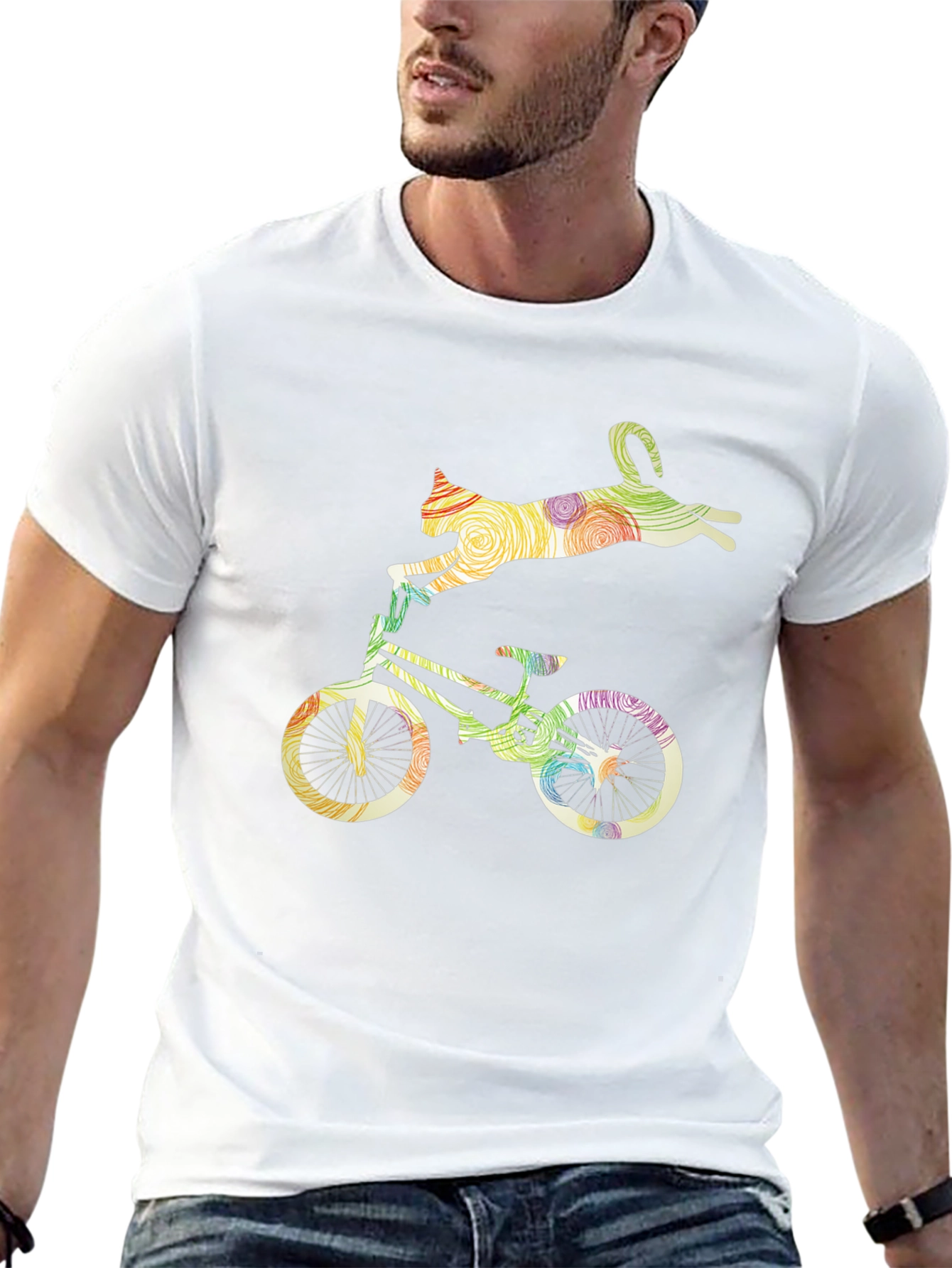 Cat Riding Bicycle Graphic Tee