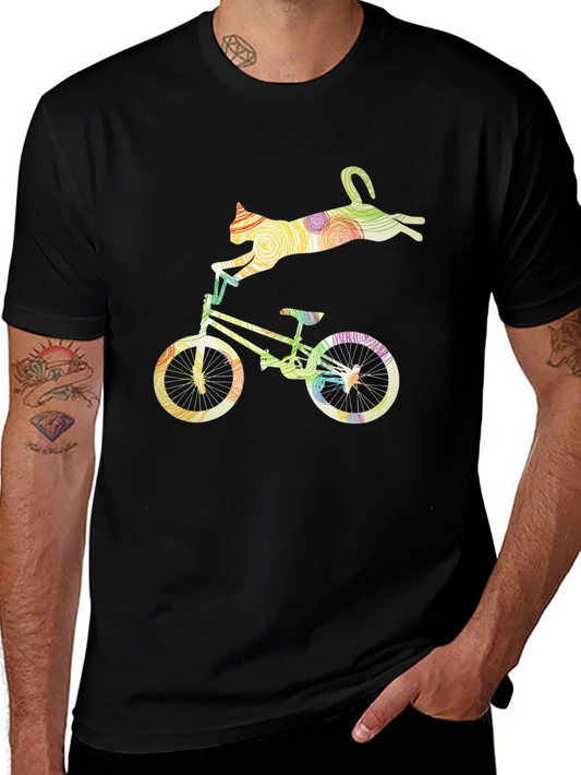 Cat Riding Bicycle Graphic Tee