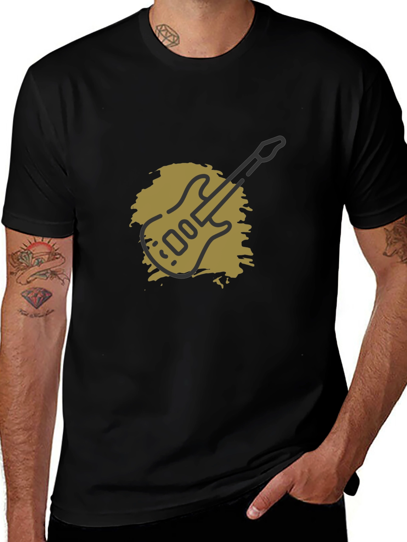 Guitar Graphic Black T-Shirt - Mens