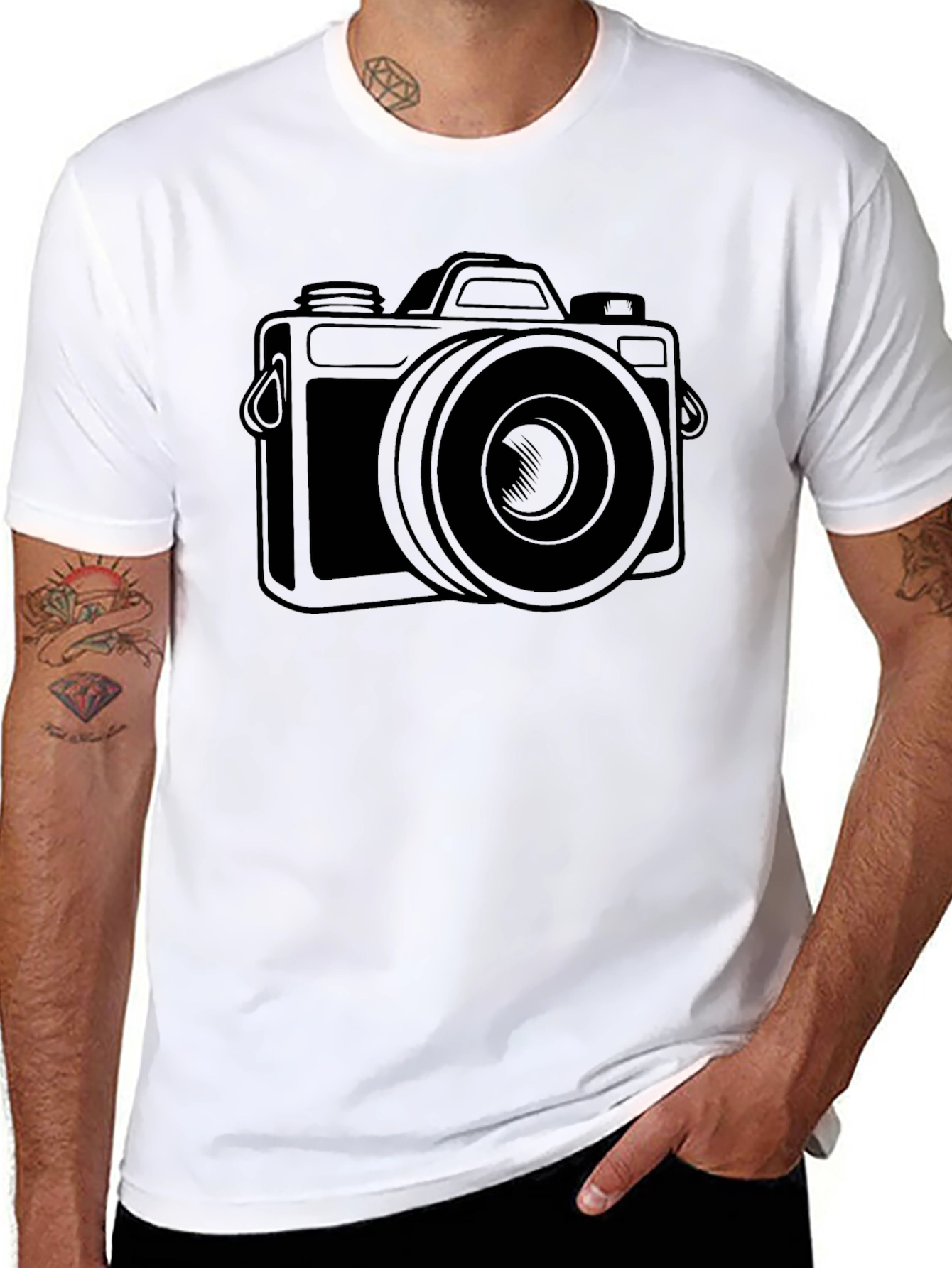 Camera Graphic T-Shirt - Black Cotton Tee