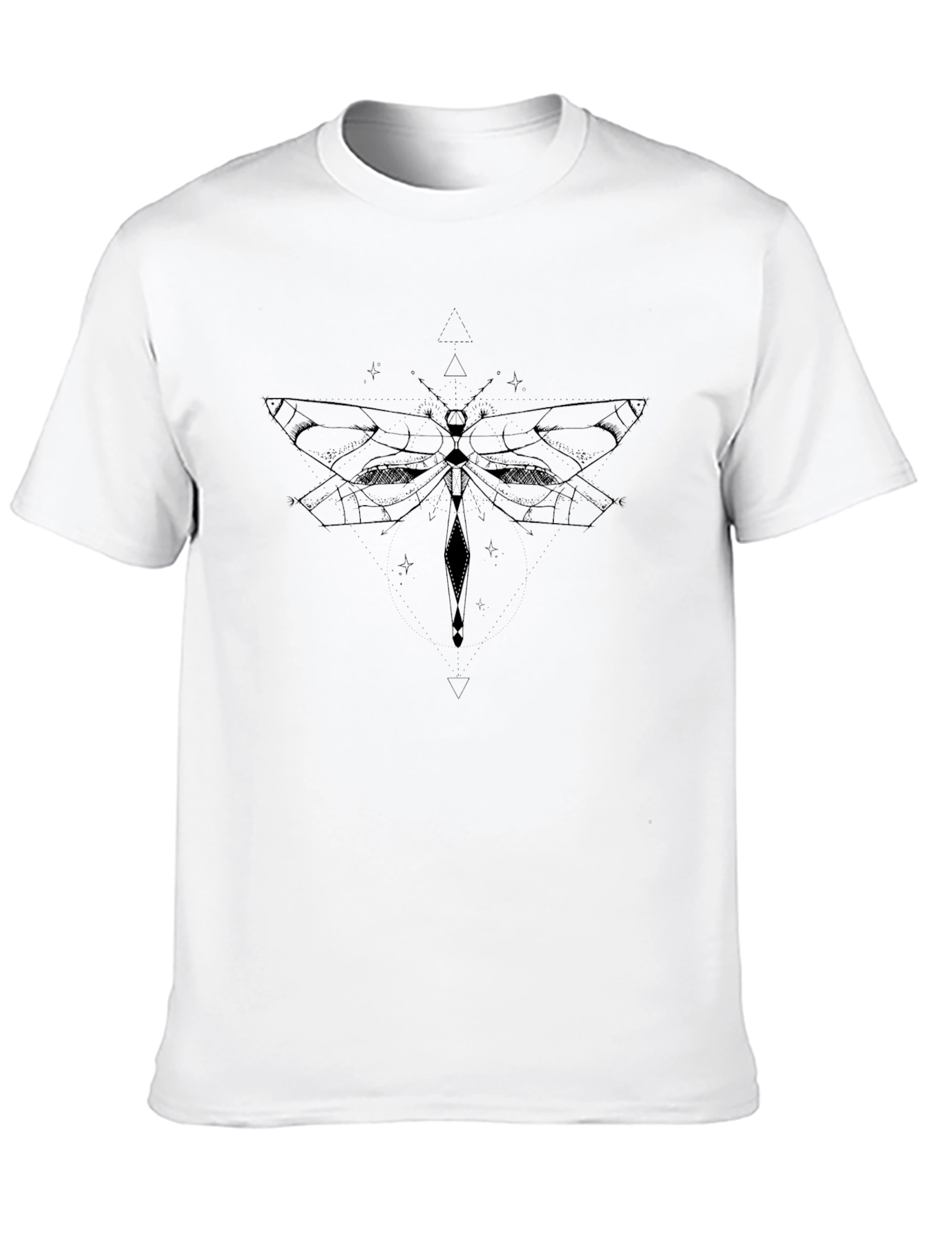 Geometric Dragonfly Graphic Black T-Shirt