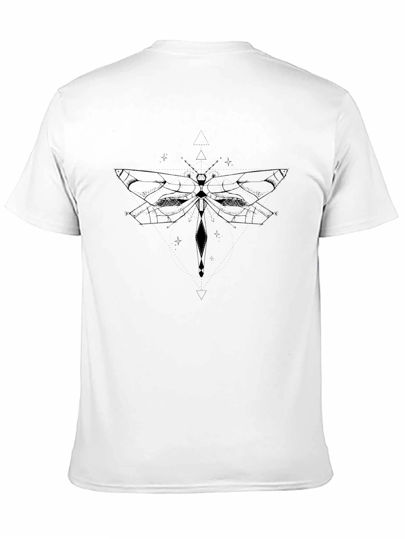 Geometric Dragonfly Graphic Black T-Shirt