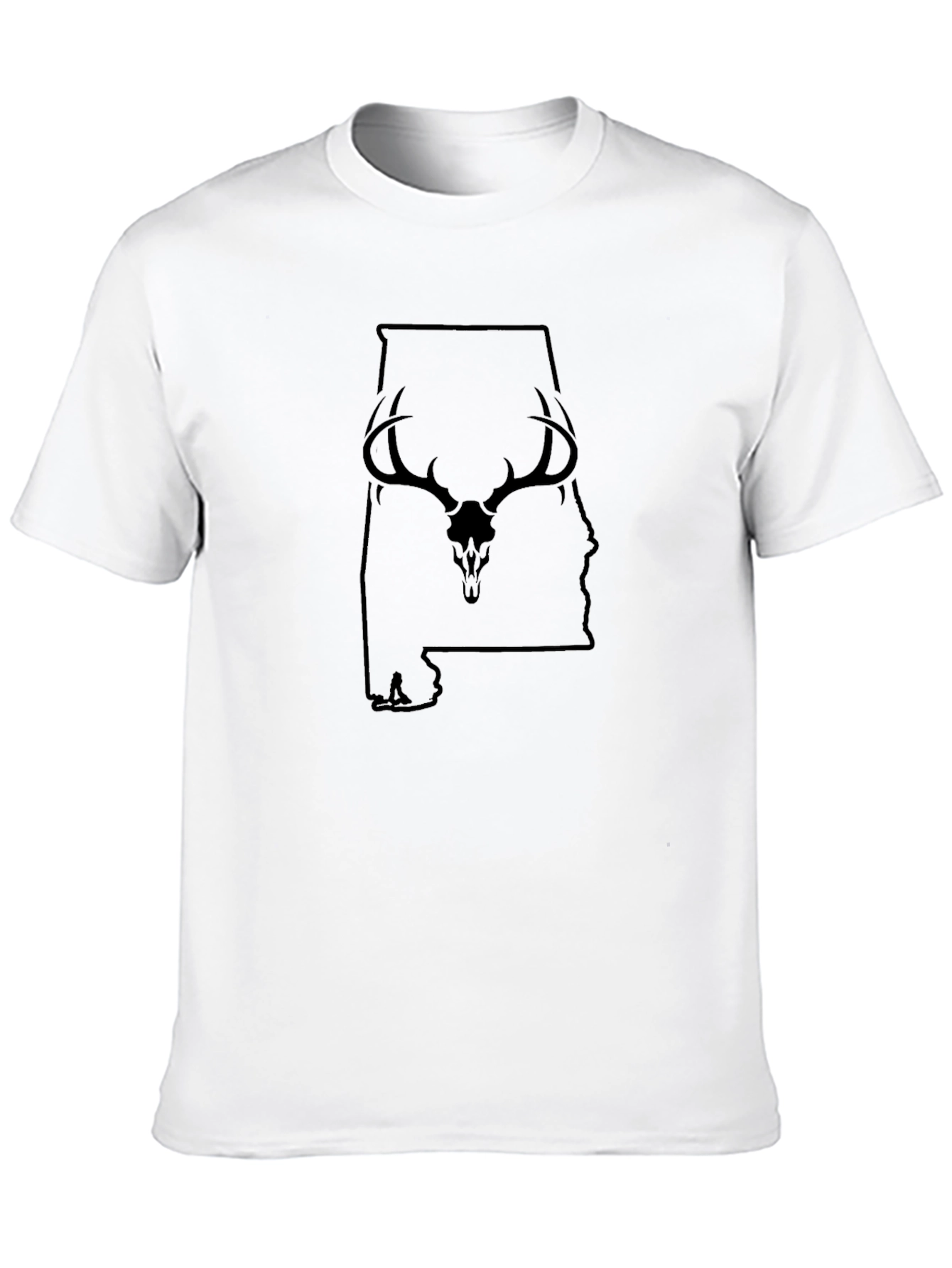 Alabama Deer Skull Graphic Tee - Black Cotton Blend