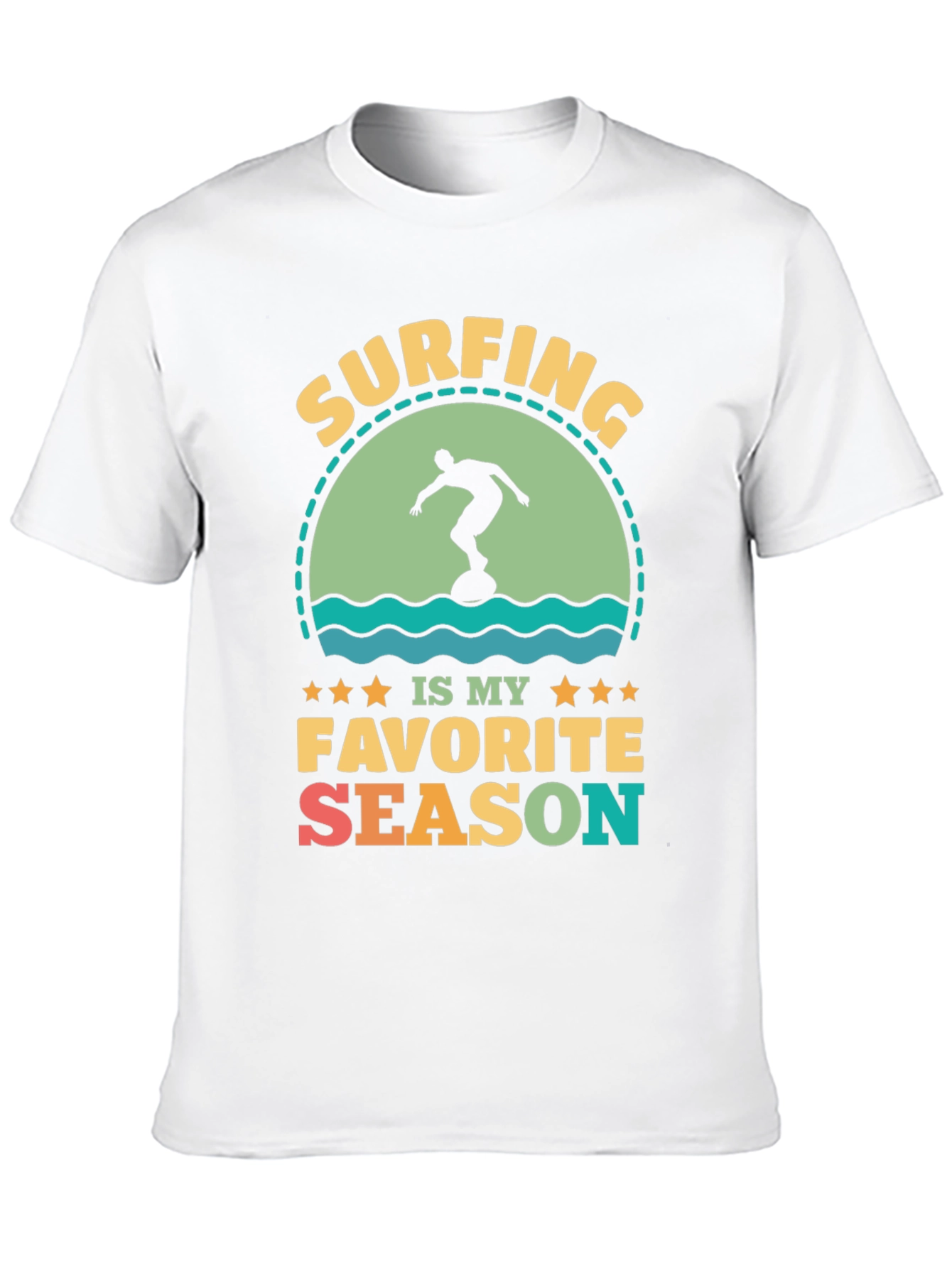 Surfing Is My Favorite Season Black Graphic Tee