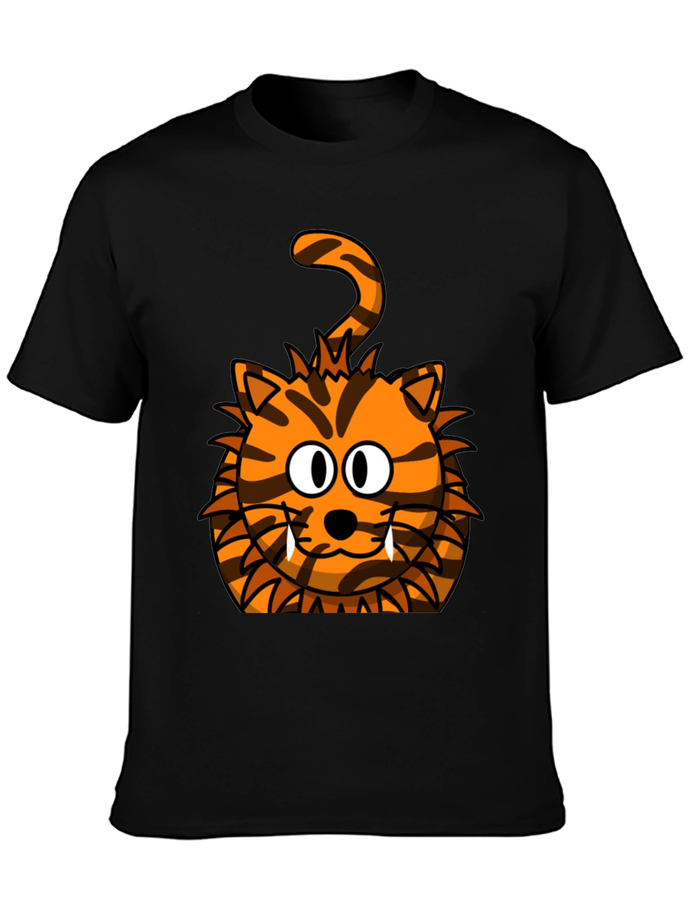 Cartoon Tiger Graphic Black T-Shirt