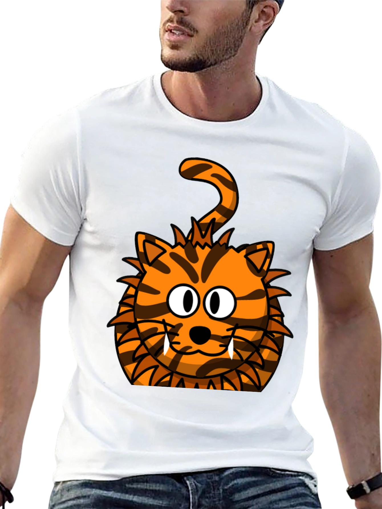 Cartoon Tiger Graphic Black T-Shirt