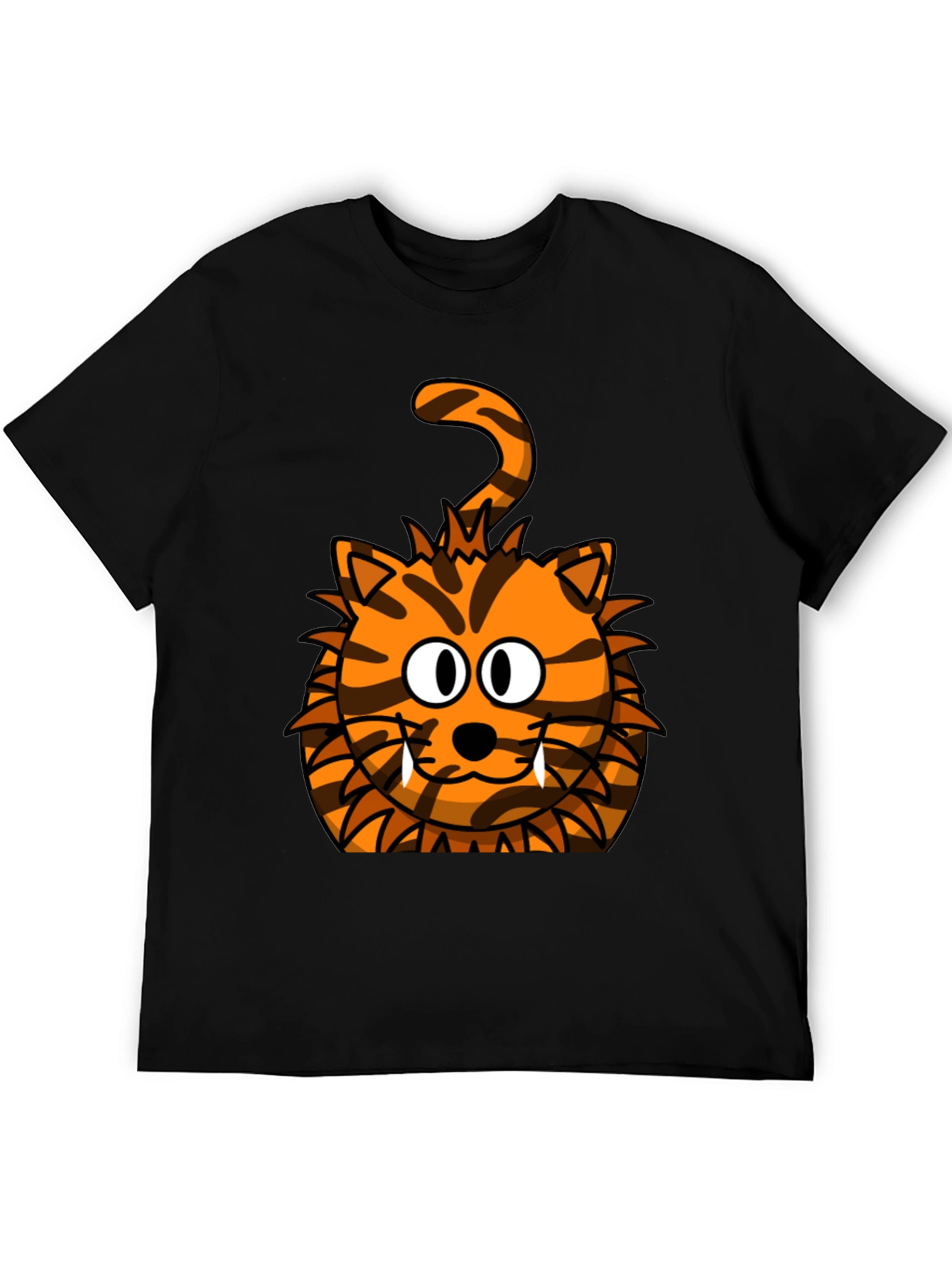 Cartoon Tiger Graphic Black T-Shirt