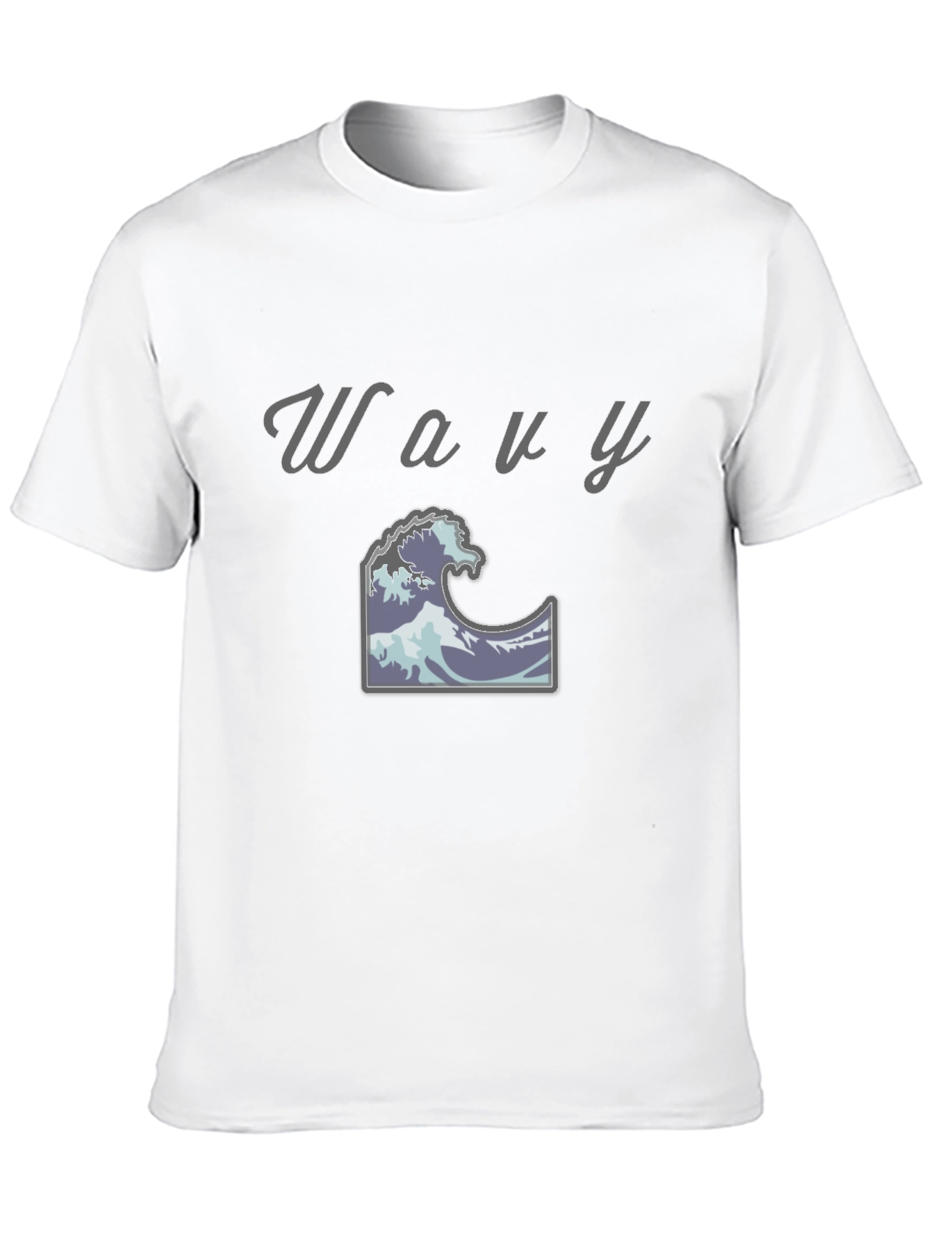 Wavy Wave Design Black T-Shirt