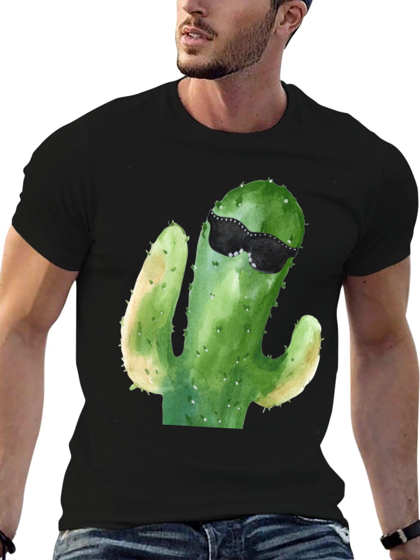Cool Cactus T-Shirt - Mens Black Tee