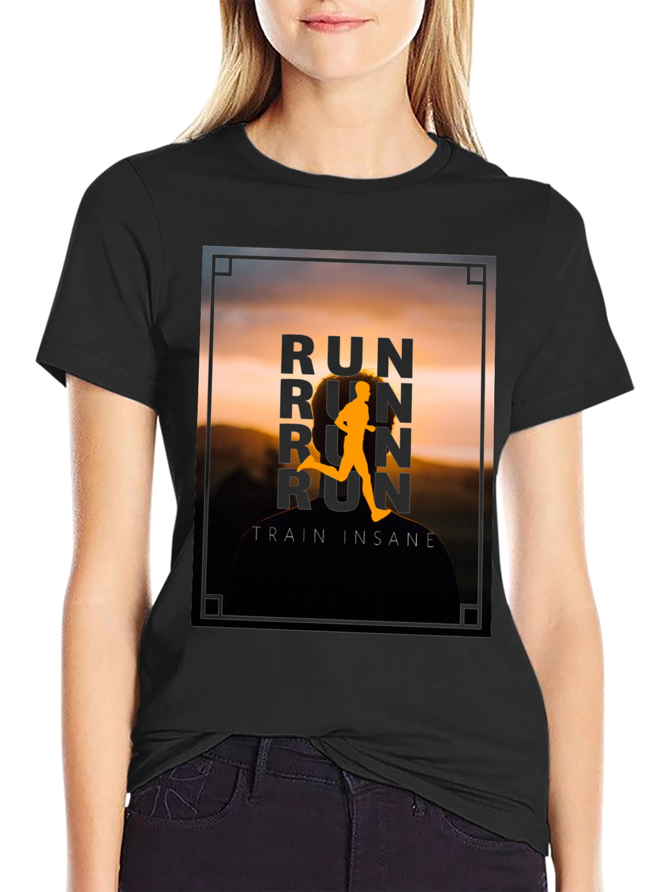 Run Train Insane Graphic Tee - Black Cotton T-Shirt