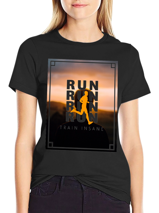 Run Train Insane Graphic Tee - Black Cotton T-Shirt