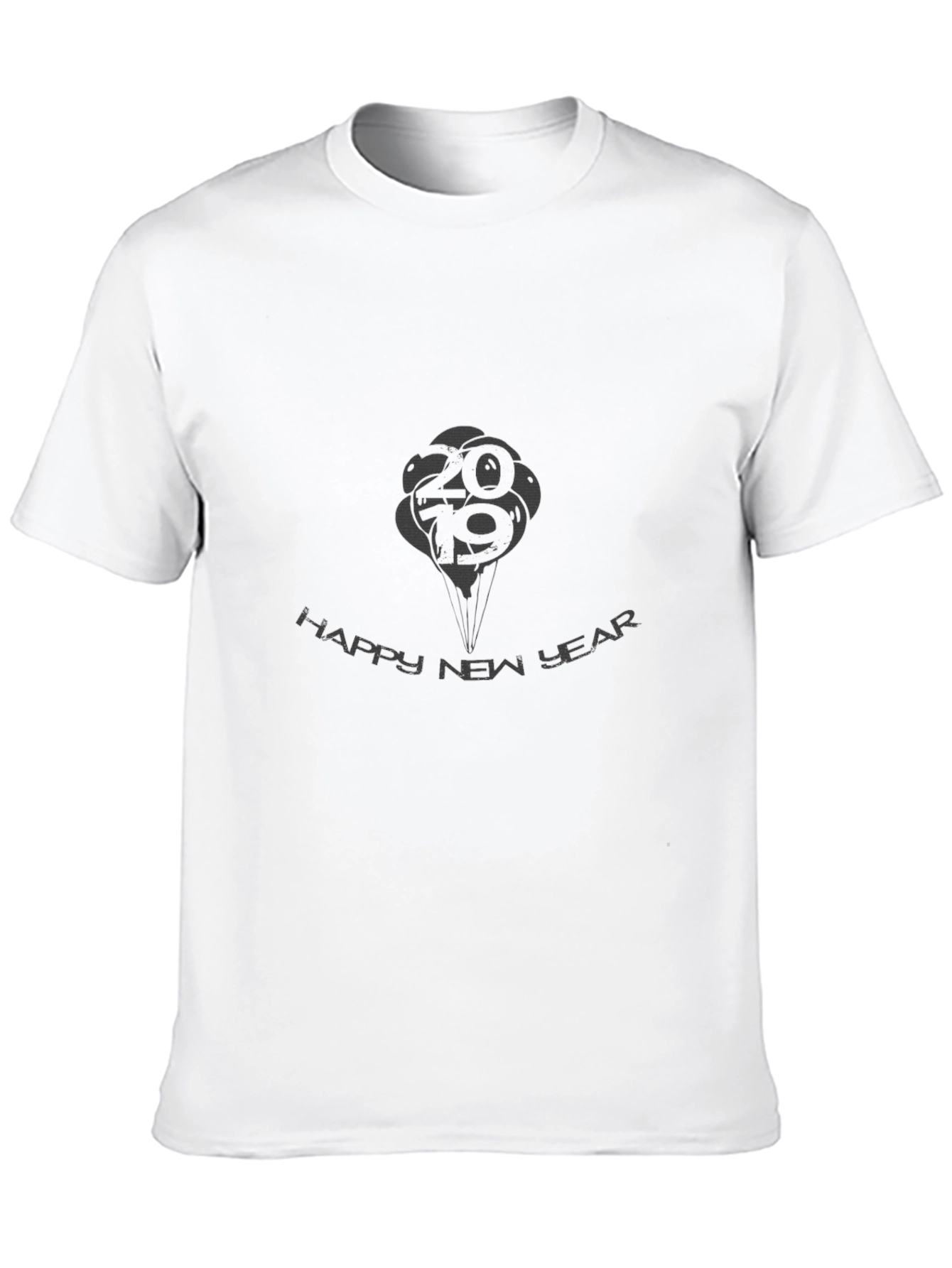 Mens Black Happy New Year 2019 Graphic T-Shirt