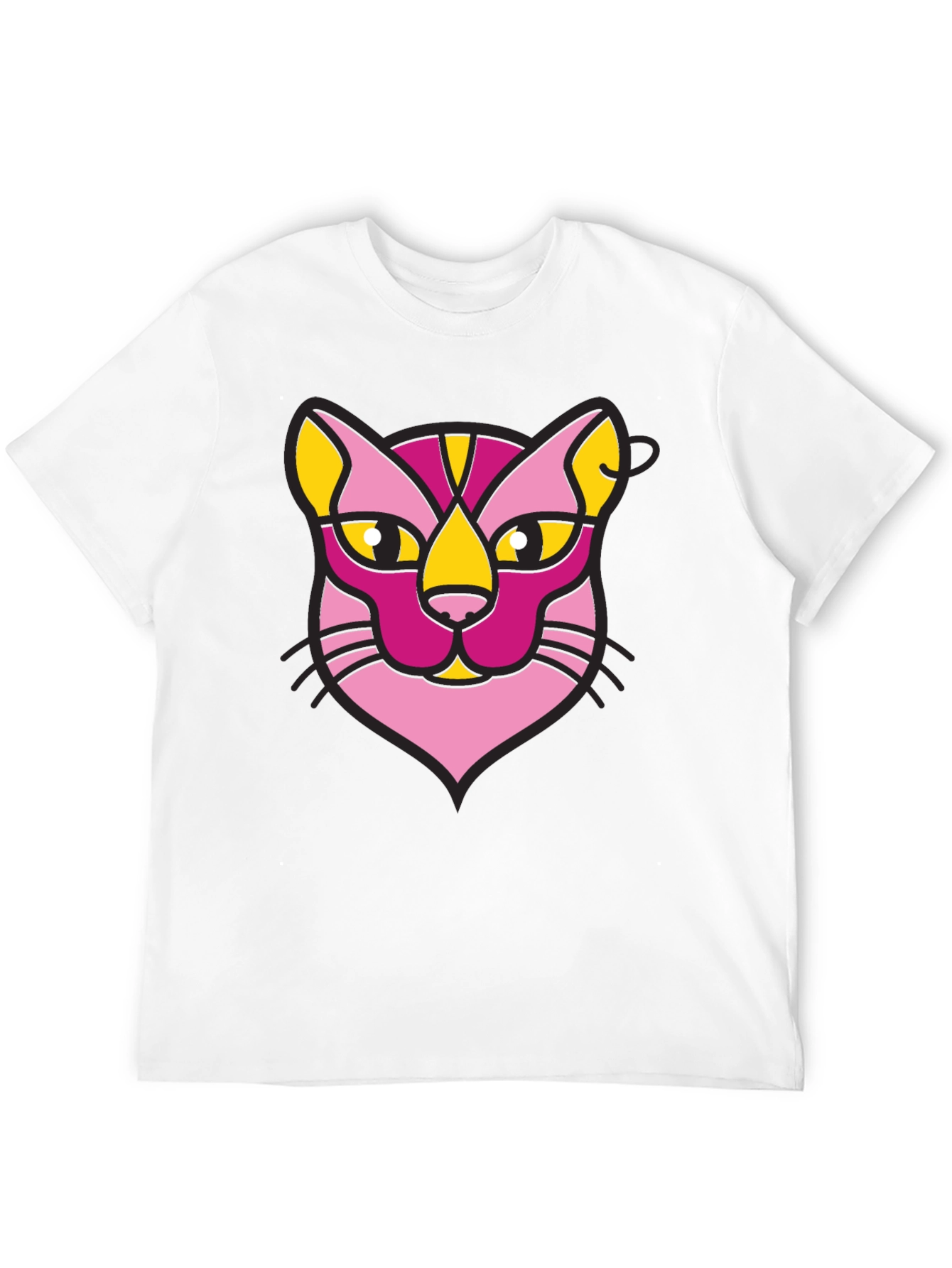 Abstract Cat Graphic Black T-Shirt