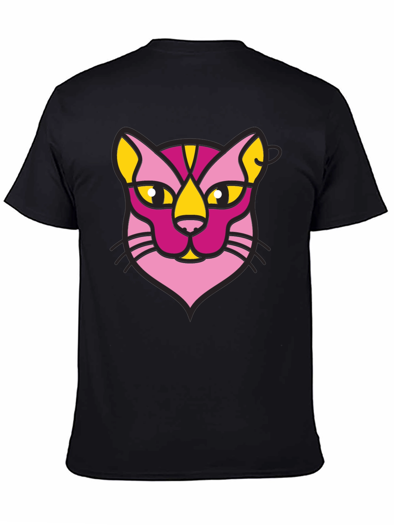 Abstract Cat Graphic Black T-Shirt
