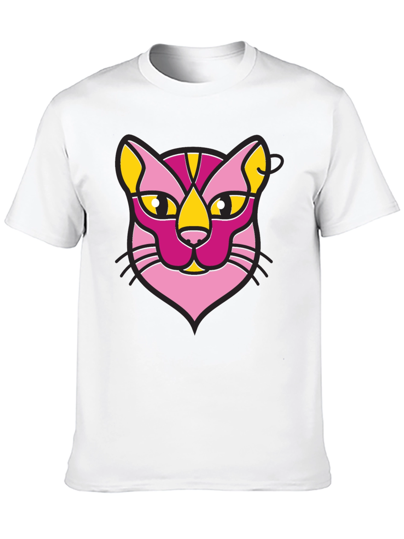 Abstract Cat Graphic Black T-Shirt