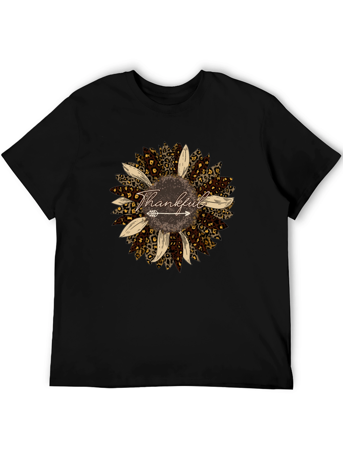 Thankful Leopard Sunflower Graphic Tee