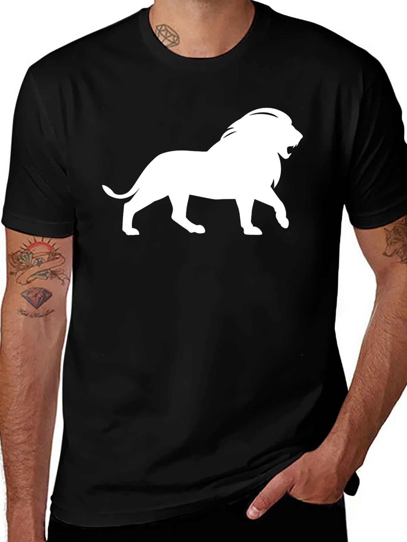 Lion Graphic Tee - Classic Black Cotton T-Shirt