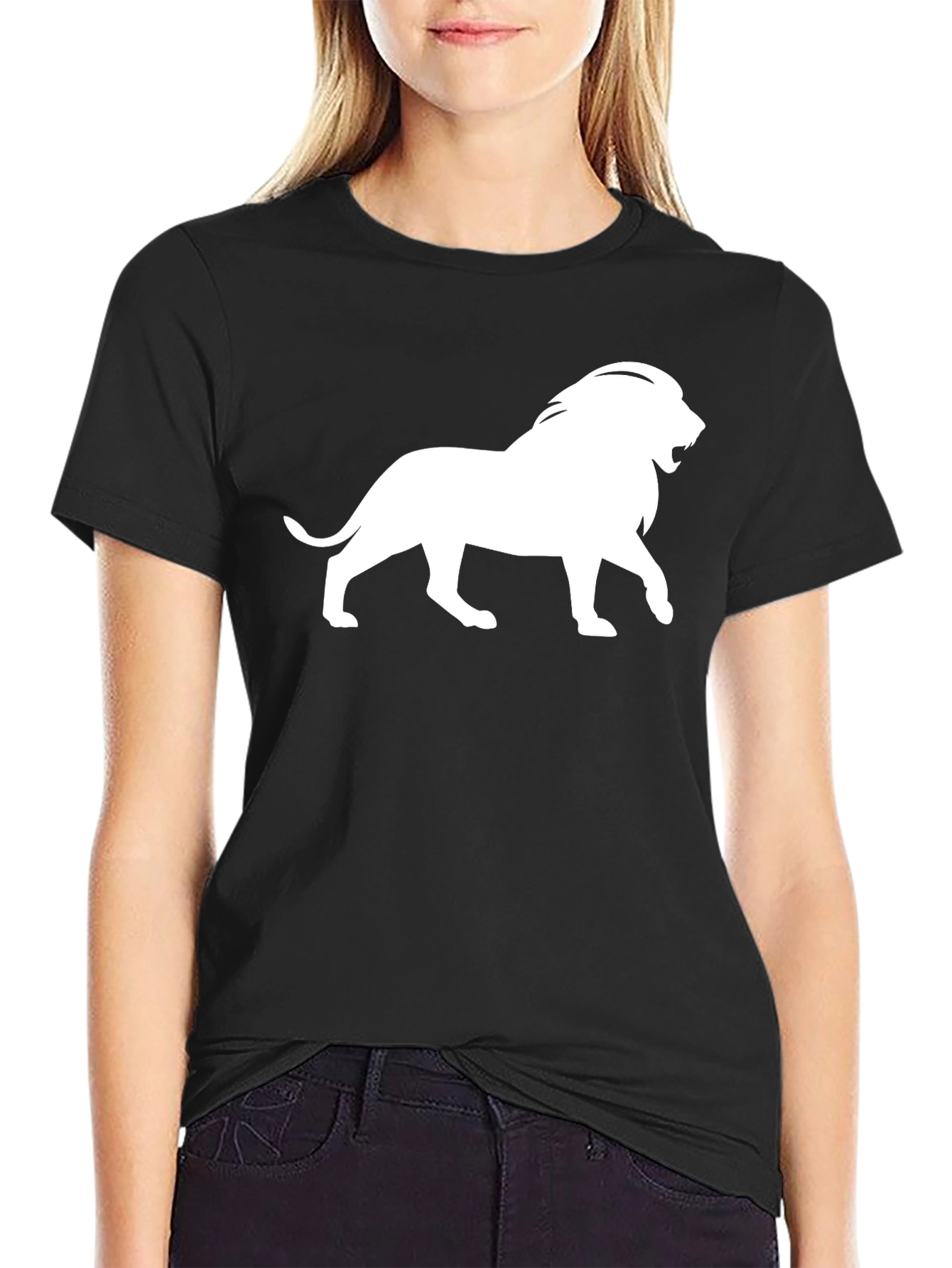 Lion Graphic Tee - Classic Black Cotton T-Shirt