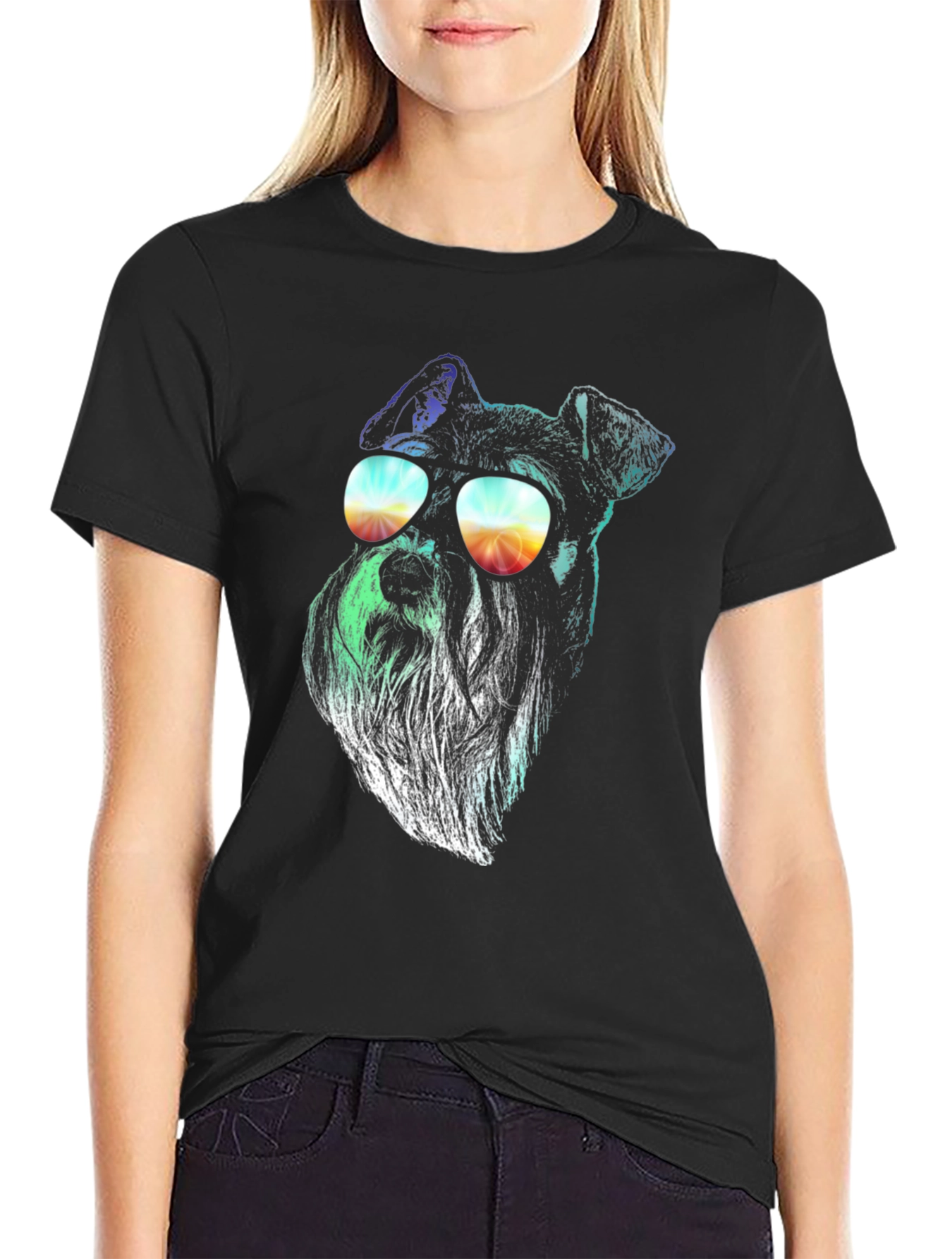 Cool Dog Graphic Tee - Schnauzer Sunglasses T-Shirt