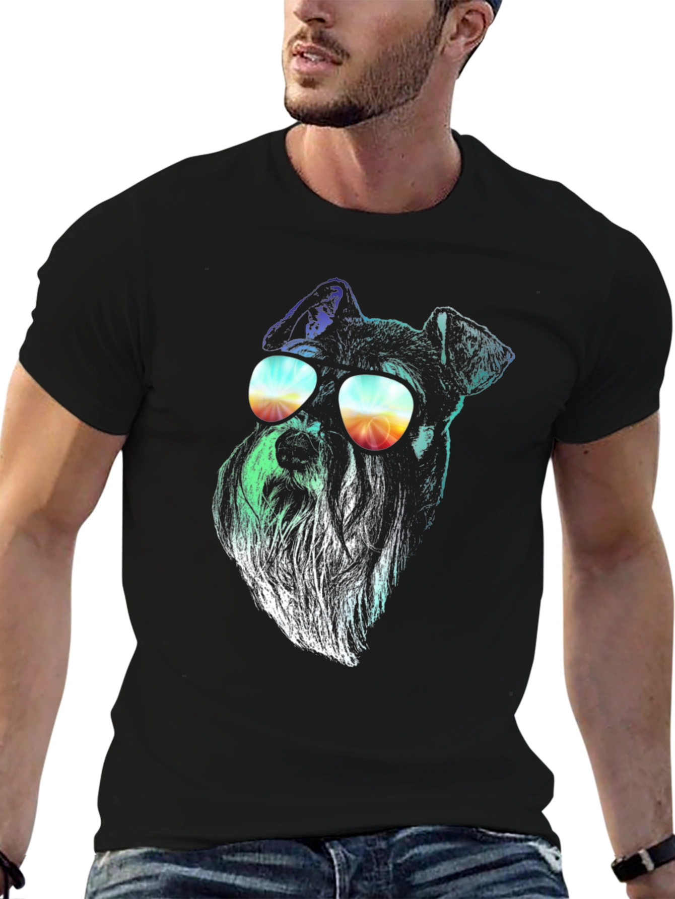 Cool Dog Graphic Tee - Schnauzer Sunglasses T-Shirt