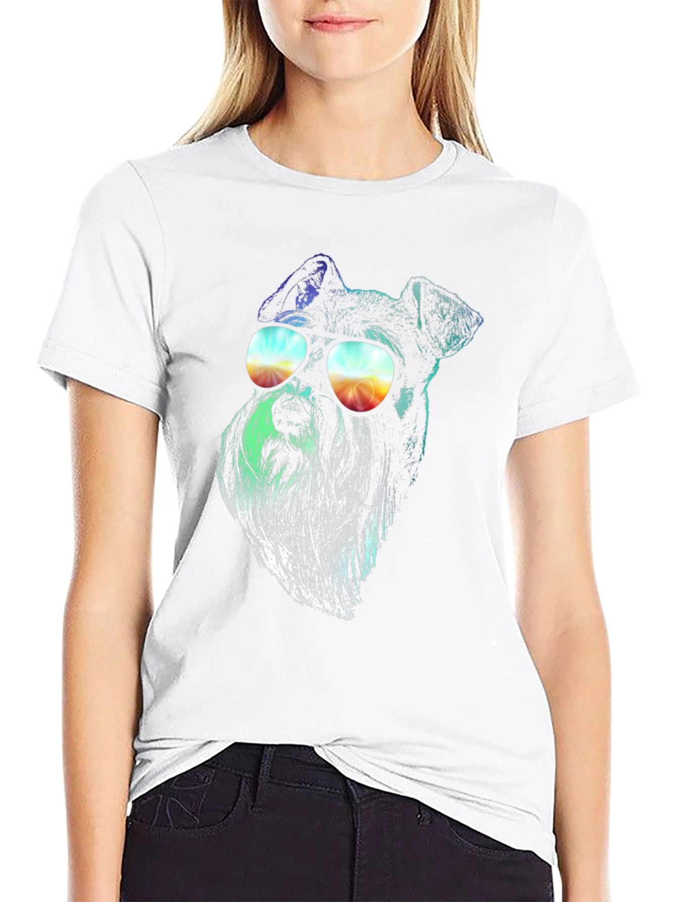 Cool Dog Graphic Tee - Schnauzer Sunglasses T-Shirt
