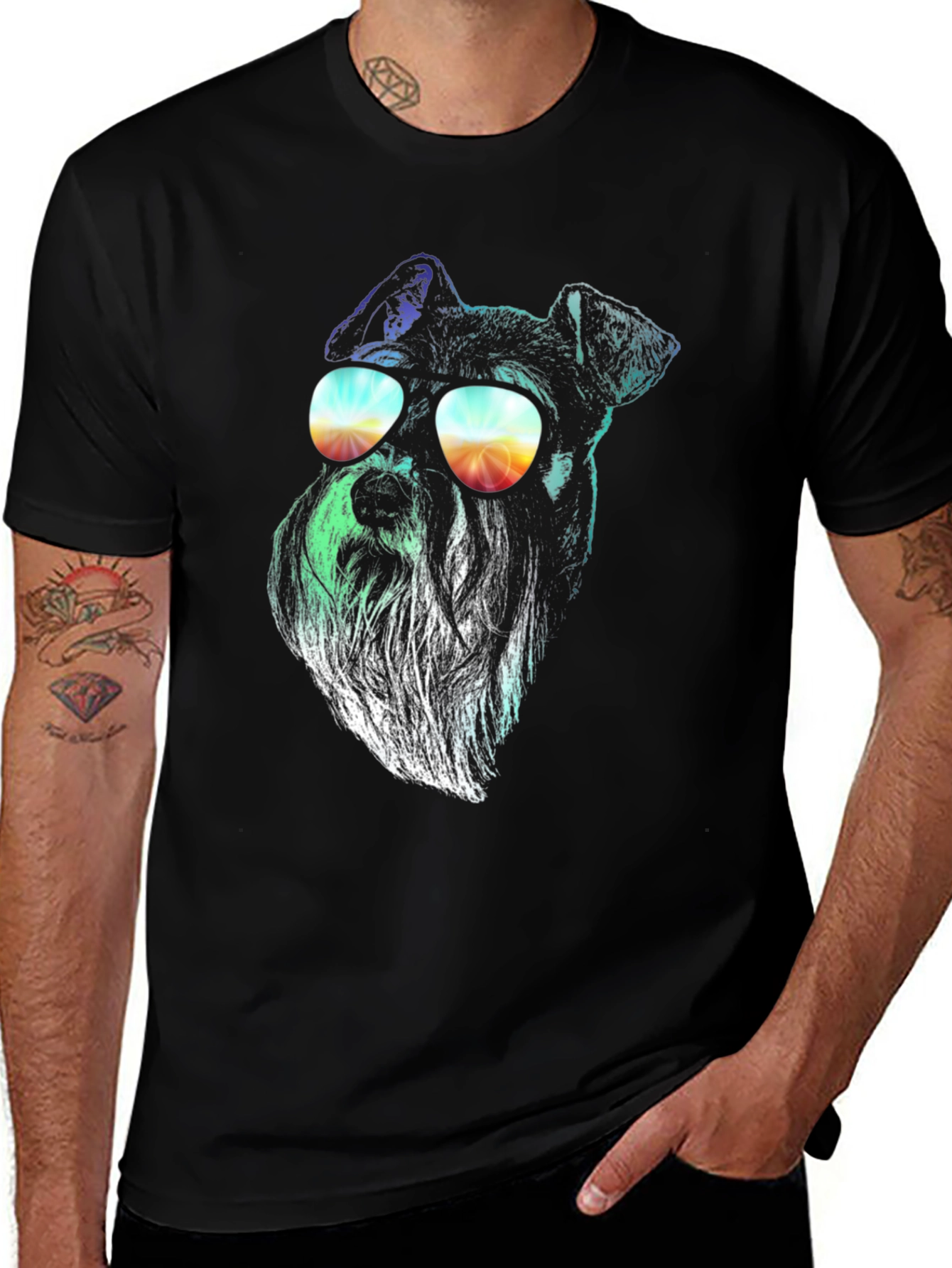 Cool Dog Graphic Tee - Schnauzer Sunglasses T-Shirt