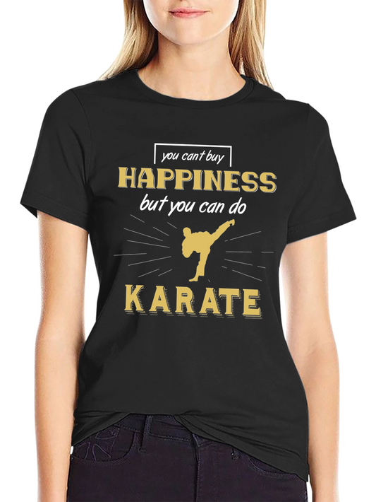 Karate Happiness Graphic Tee - Black Cotton T-Shirt
