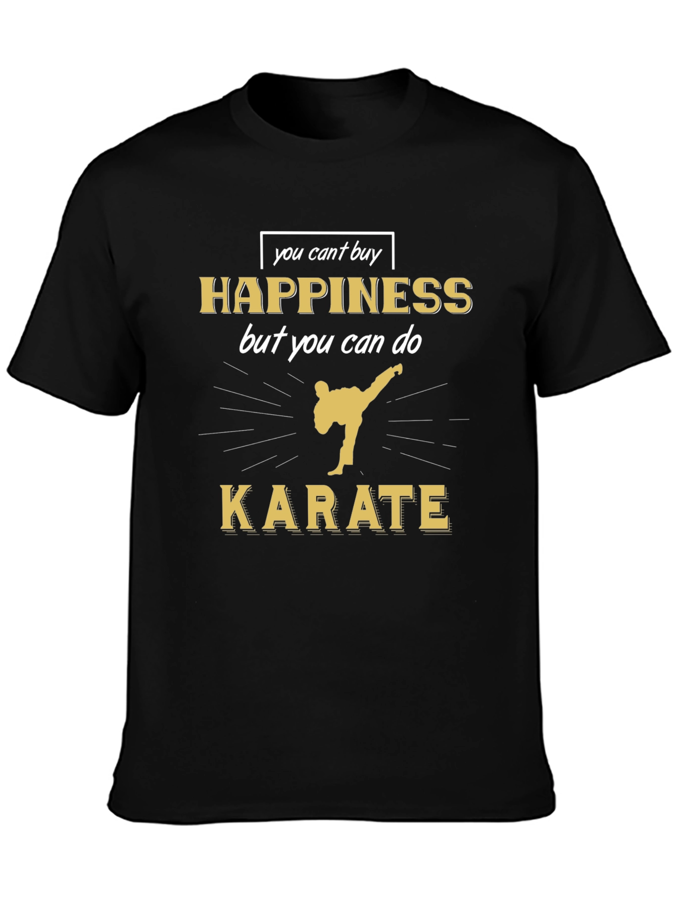 Karate Happiness Graphic Tee - Black Cotton T-Shirt