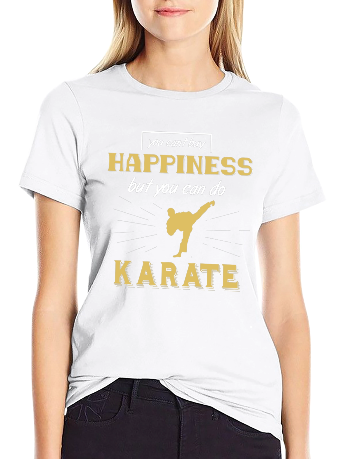 Karate Happiness Graphic Tee - Black Cotton T-Shirt