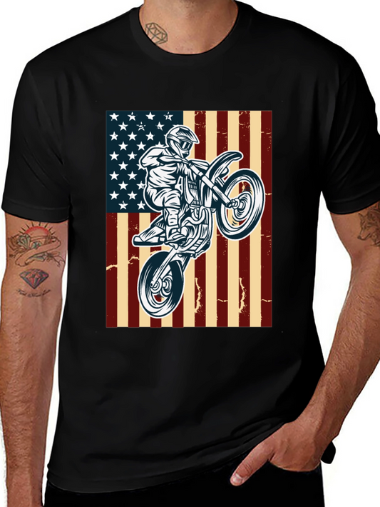 American Motocross T-Shirt Patriotic Dirt Bike Tee