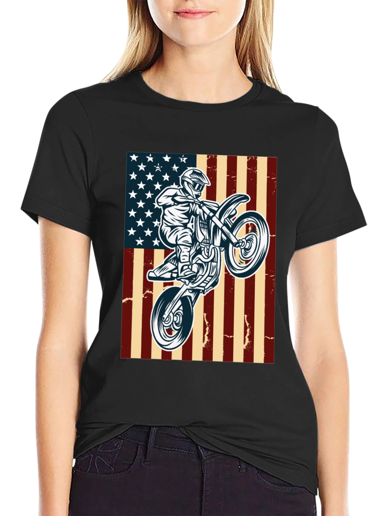 American Motocross T-Shirt Patriotic Dirt Bike Tee