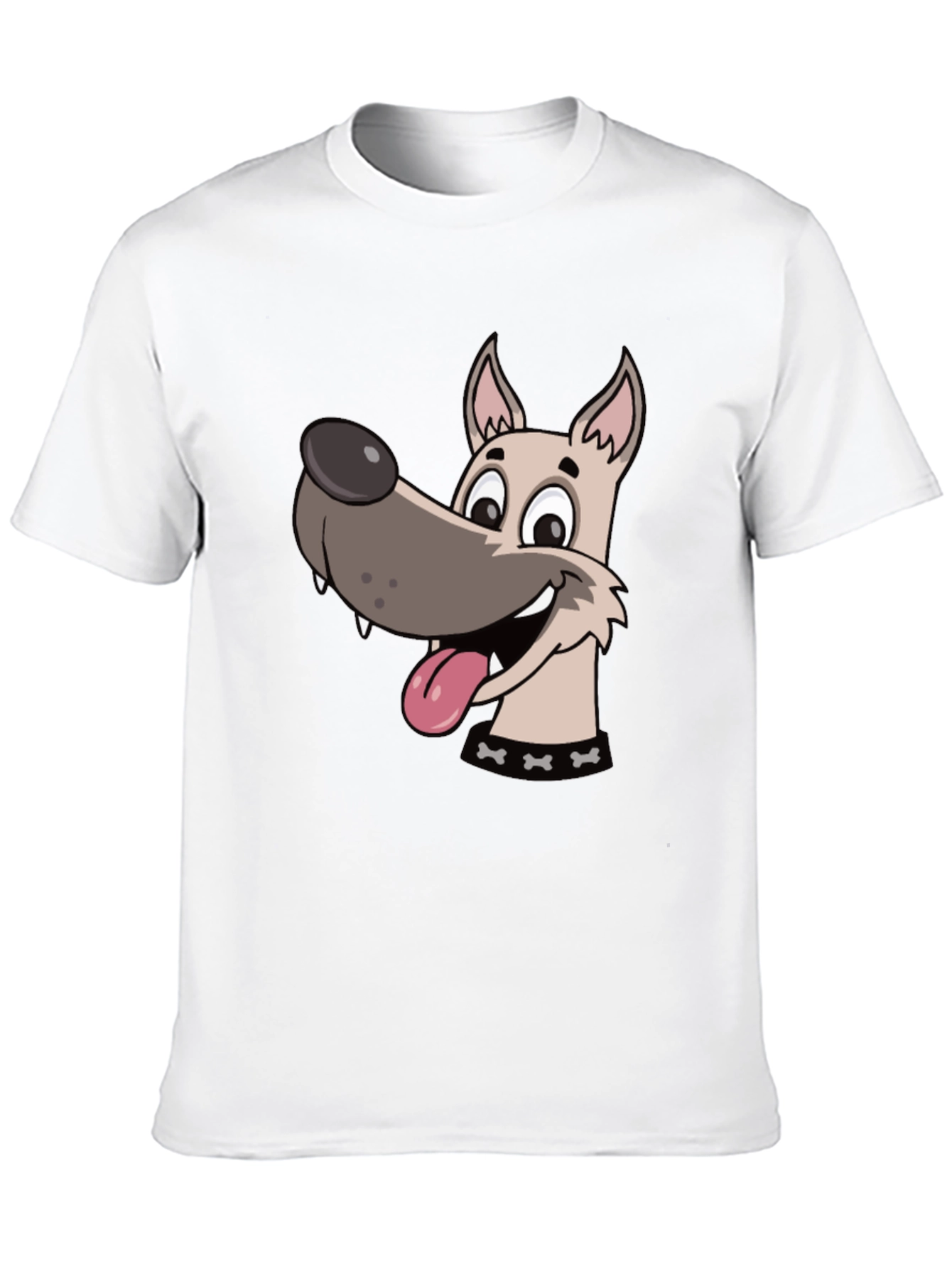Cartoon Dog Graphic Tee - Black Cotton T-Shirt
