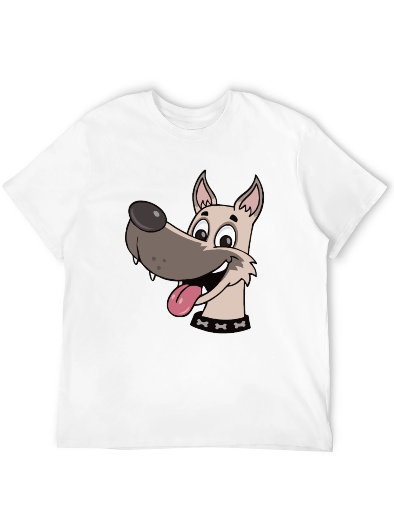 Cartoon Dog Graphic Tee - Black Cotton T-Shirt